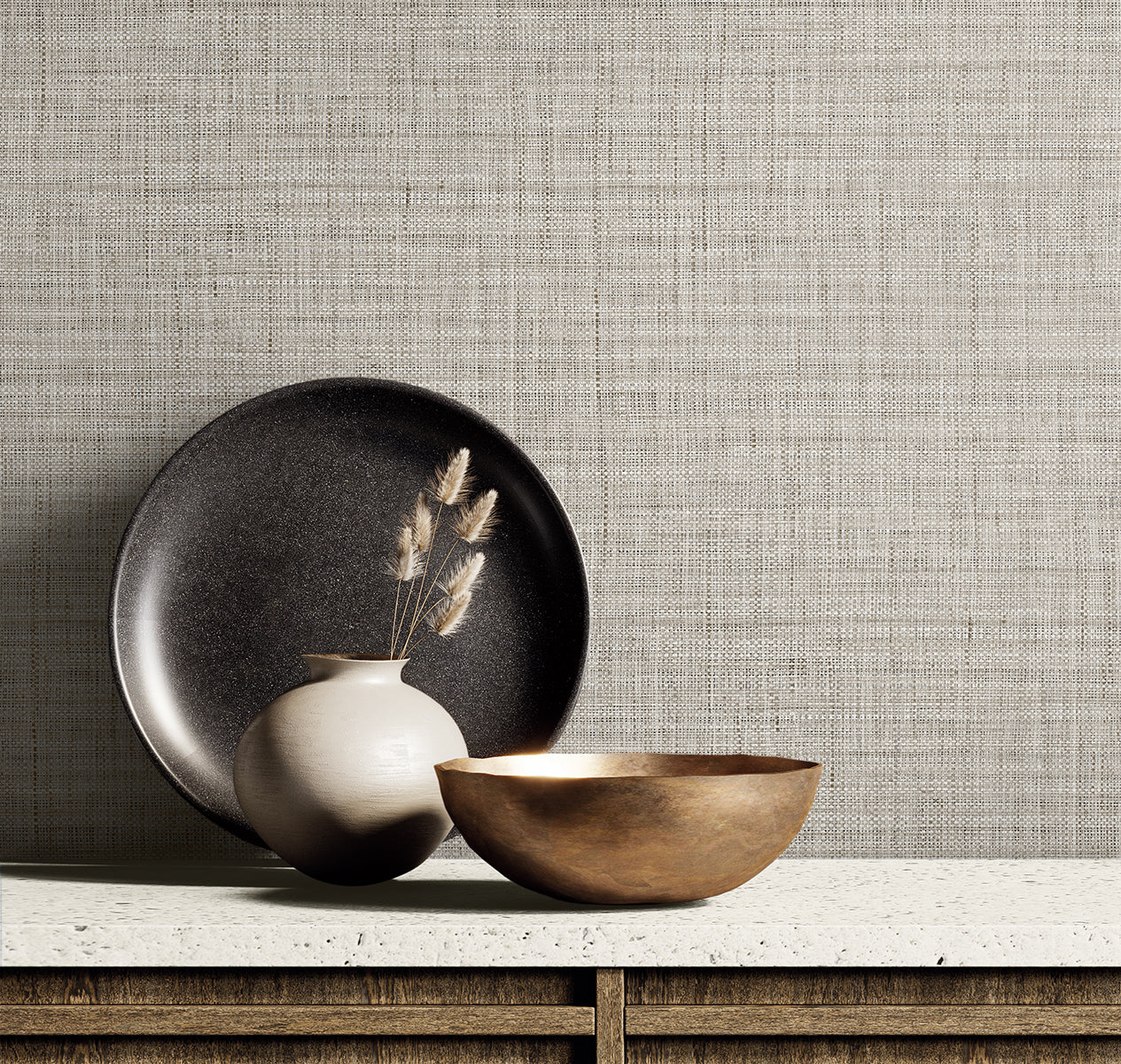 Harvest Twine wallpaper in fog color - pattern number RA40132 - by Seabrook in the Raffia collection