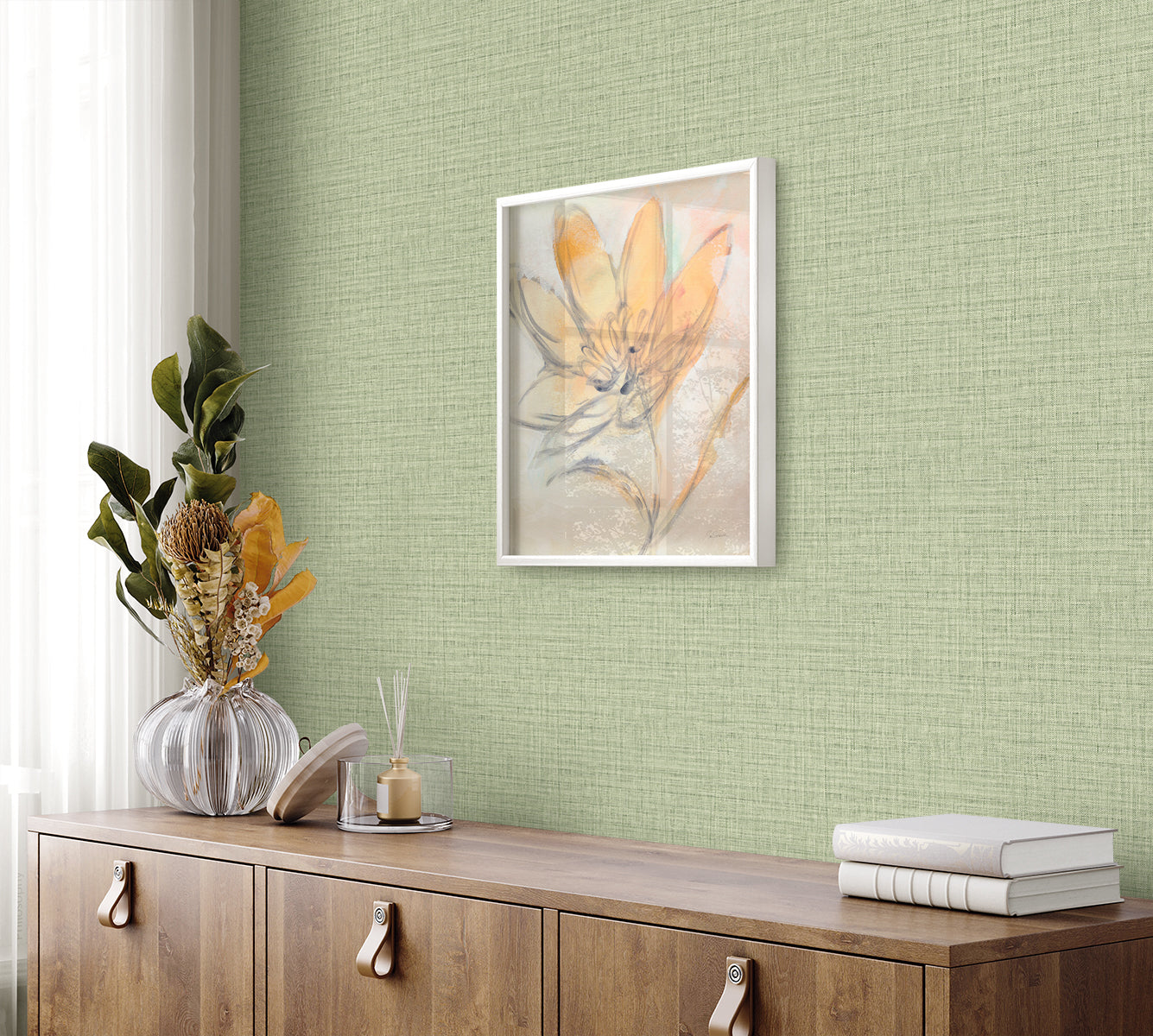 Harvest Twine wallpaper in sea grass color - pattern number RA40133 - by Seabrook in the Raffia collection