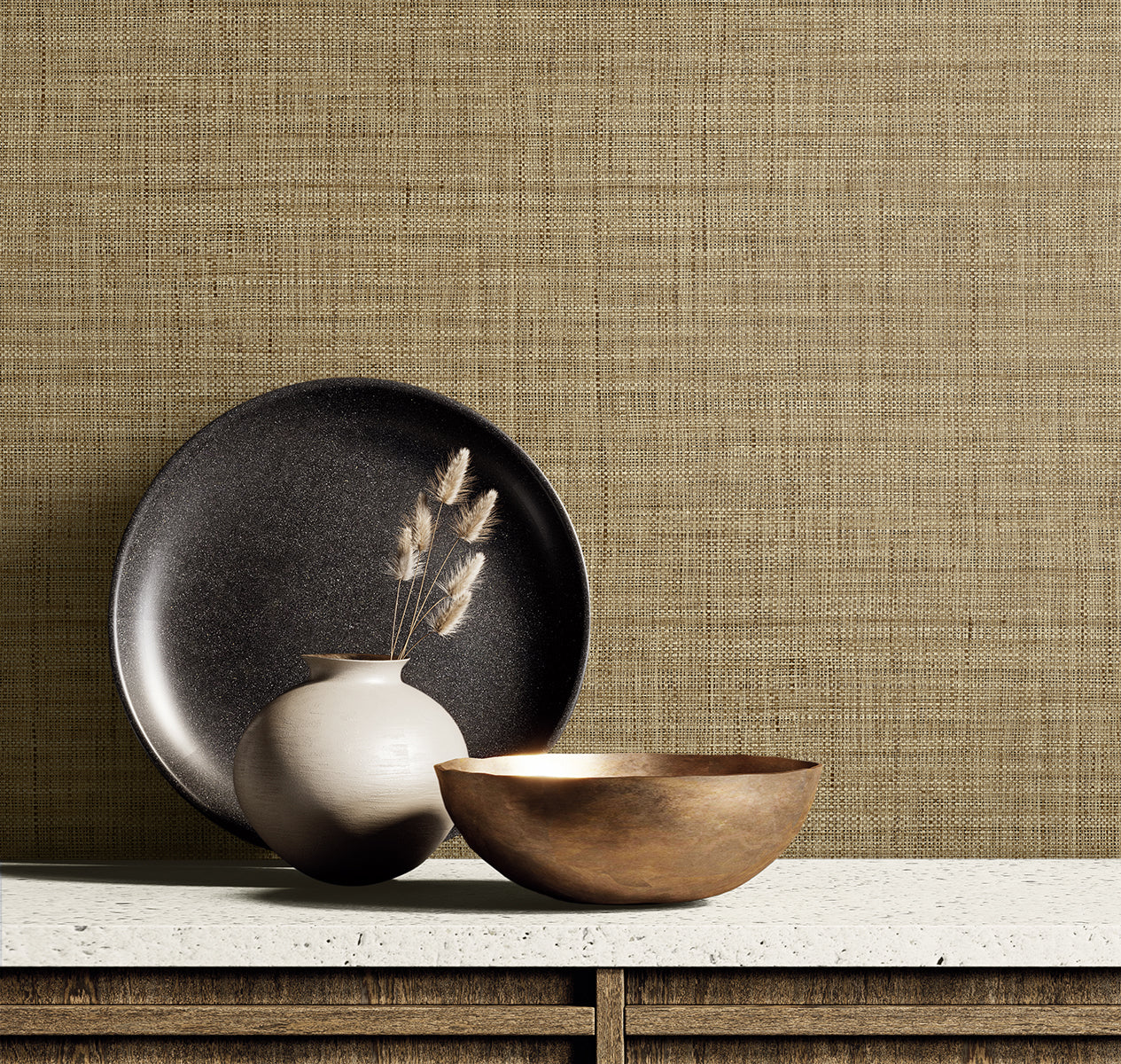 Harvest Twine wallpaper in brown color - pattern number RA40134 - by Seabrook in the Raffia collection