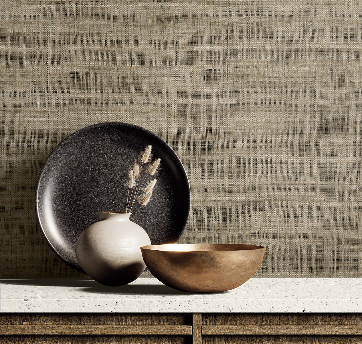 Harvest Twine wallpaper in mushroom color - pattern number RA40135 - by Seabrook in the Raffia collection