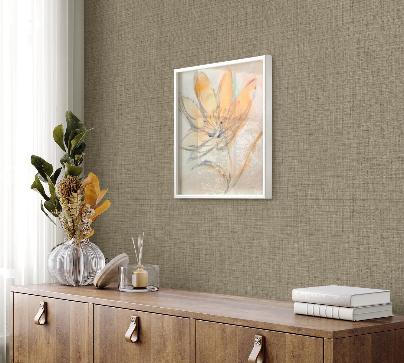 Harvest Twine wallpaper in mushroom color - pattern number RA40135 - by Seabrook in the Raffia collection