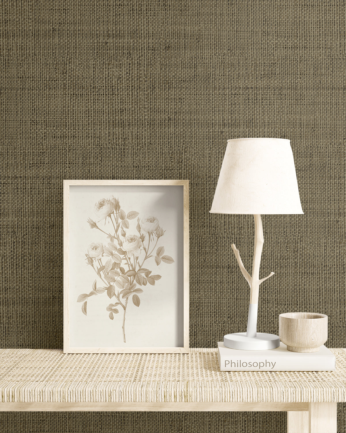 Wild Bind wallpaper in coffee color - pattern number RA40316 - by Seabrook in the Raffia collection