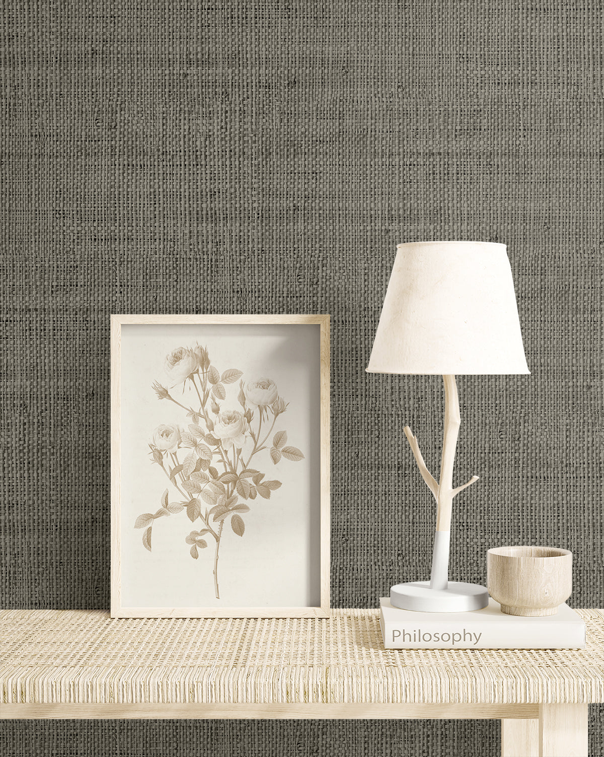 Wild Bind wallpaper in grey storm color - pattern number RA40319 - by Seabrook in the Raffia collection