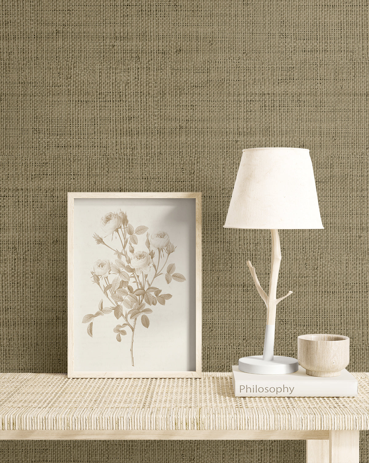 Wild Bind wallpaper in cafe latte color - pattern number RA40350 - by Seabrook in the Raffia collection