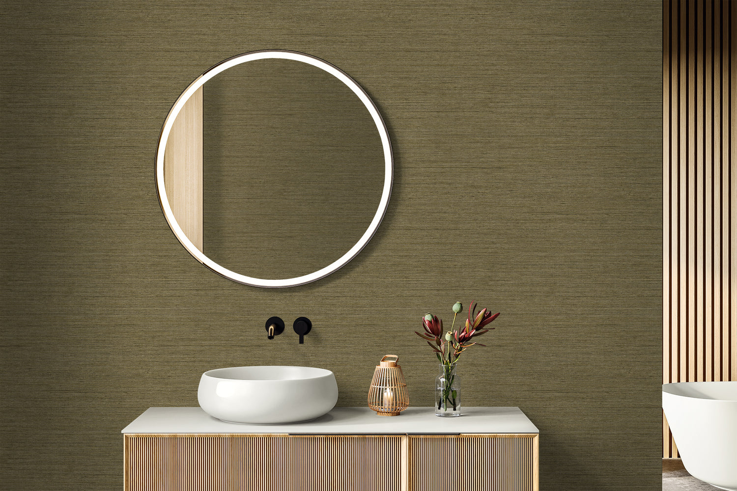 Threaded wallpaper in burlap color - pattern number RA40902 - by Seabrook in the Raffia collection