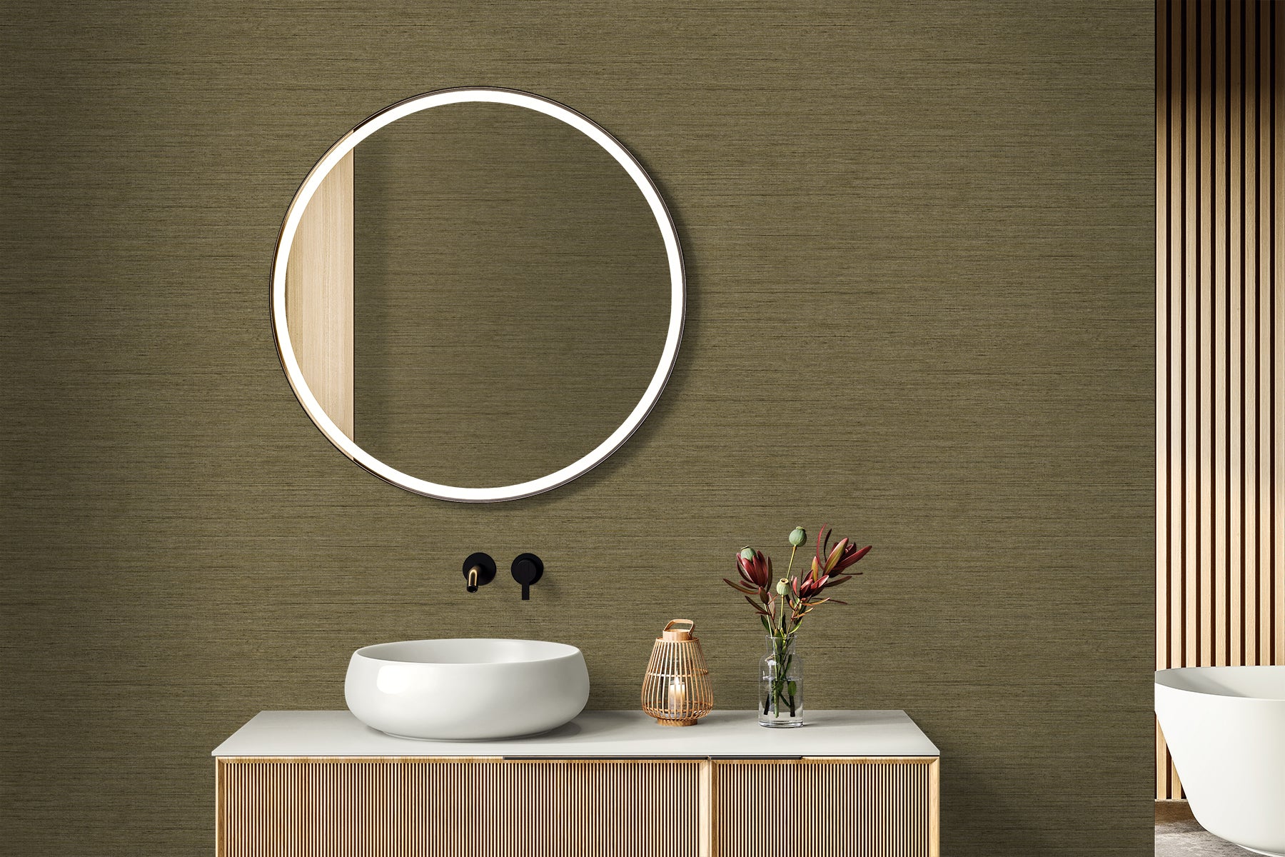 Threaded wallpaper in burlap color - pattern number RA40902 - by Seabrook in the Raffia collection