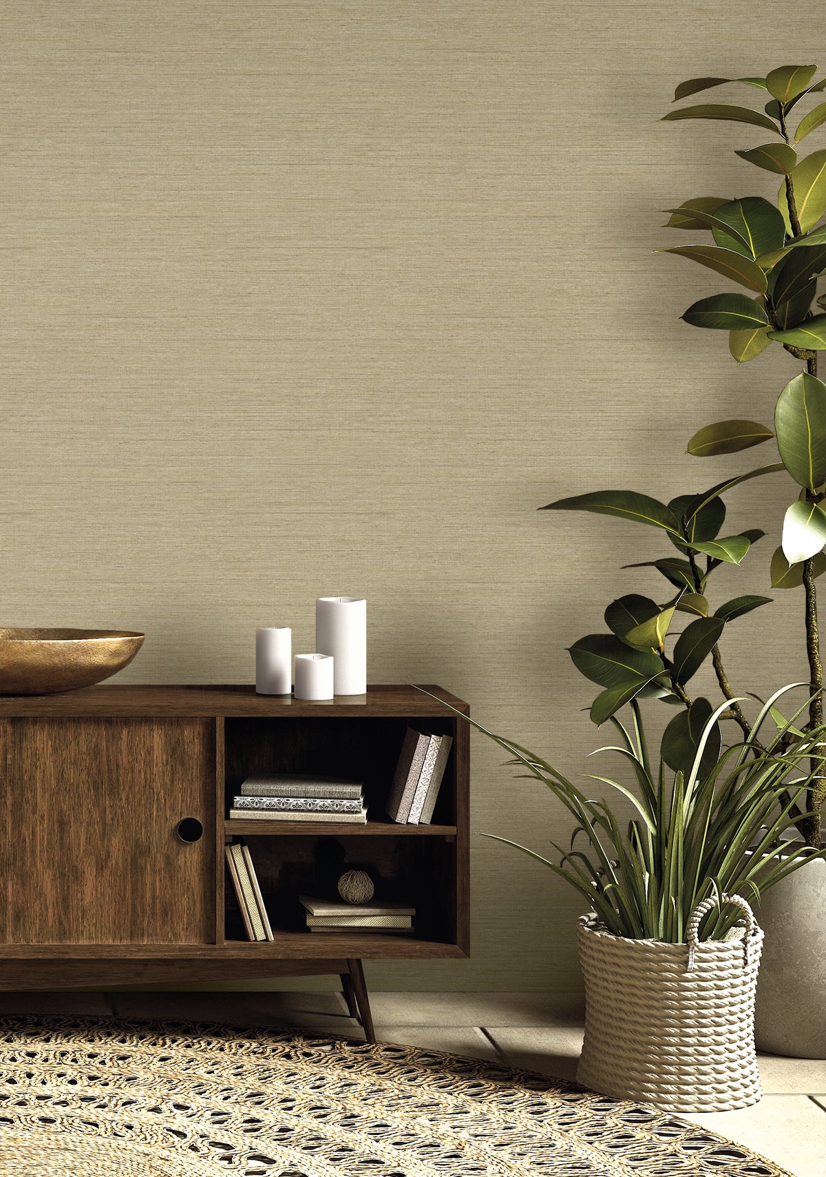 Threaded wallpaper in sugared almond color - pattern number RA40910 - by Seabrook in the Raffia collection