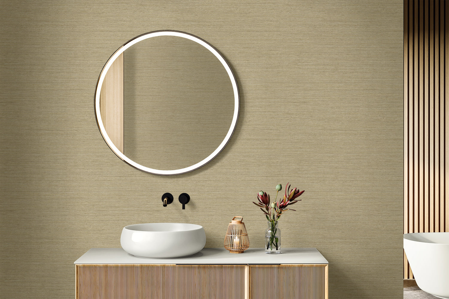 Threaded wallpaper in sugared almond color - pattern number RA40910 - by Seabrook in the Raffia collection