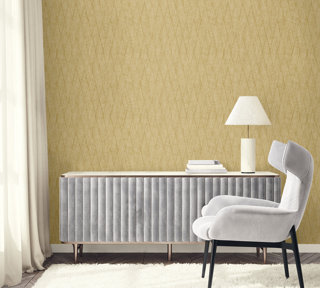 Sun Woven wallpaper in honey color - pattern number RA41204 - by Seabrook in the Raffia collection
