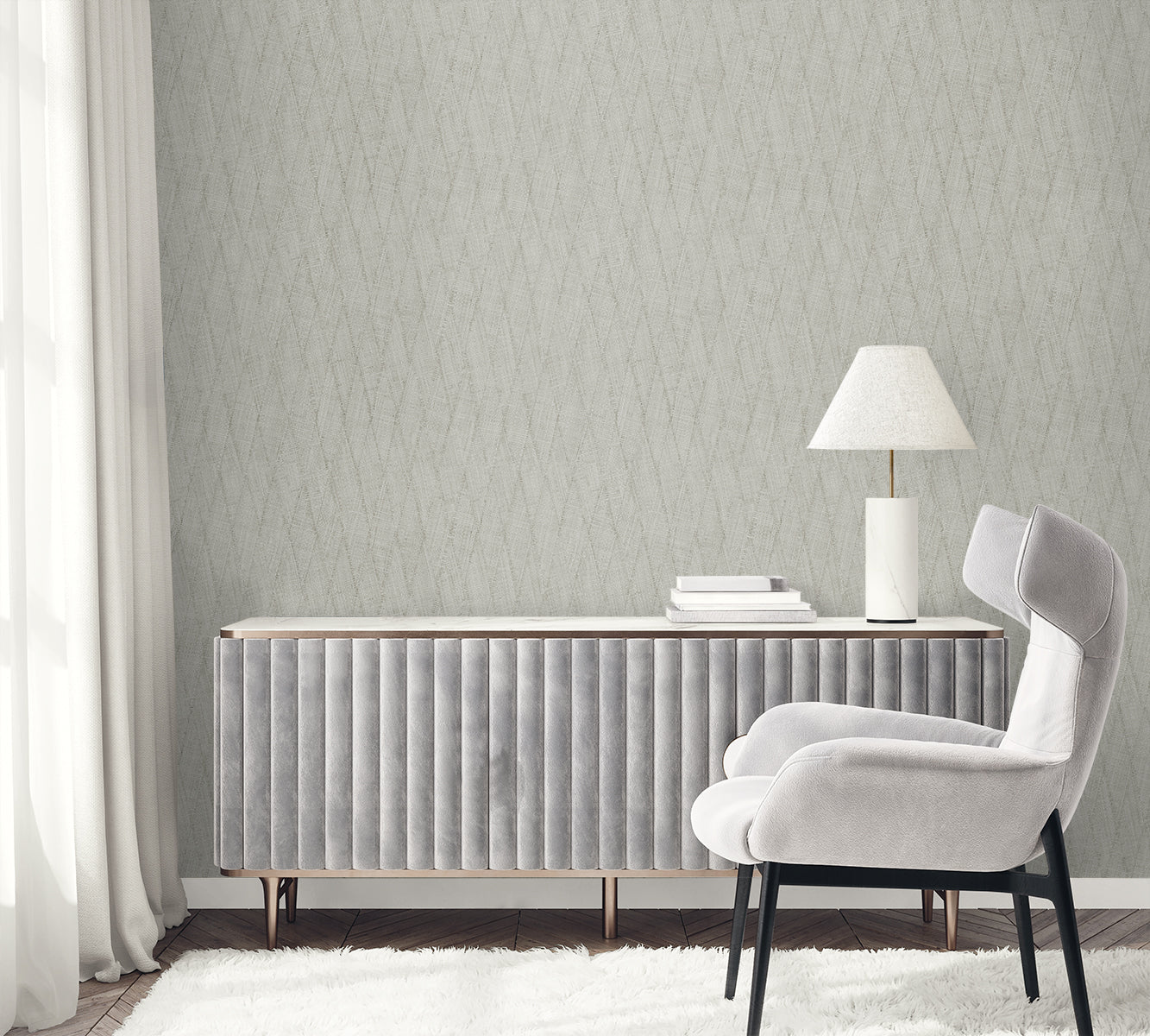 Sun Woven wallpaper in fog color - pattern number RA41207 - by Seabrook in the Raffia collection