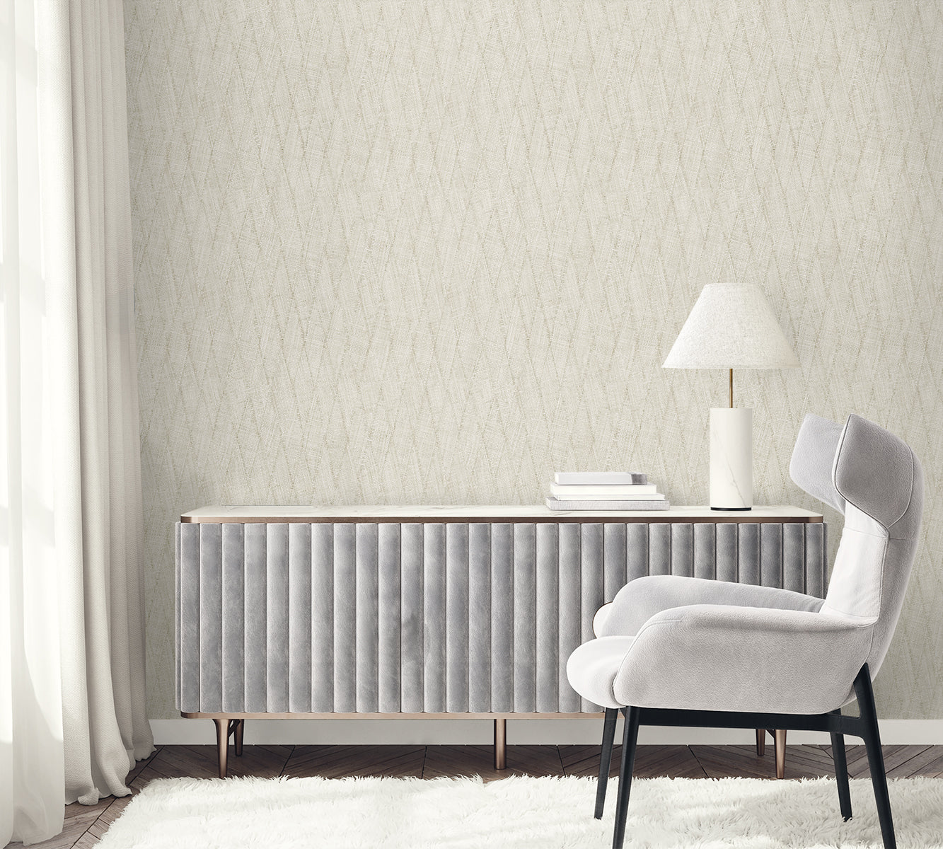 Sun Woven wallpaper in dove color - pattern number RA41211 - by Seabrook in the Raffia collection