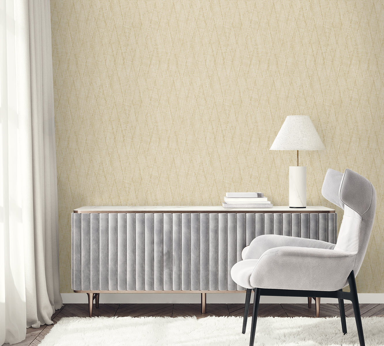Sun Woven wallpaper in ivory color - pattern number RA41213 - by Seabrook in the Raffia collection