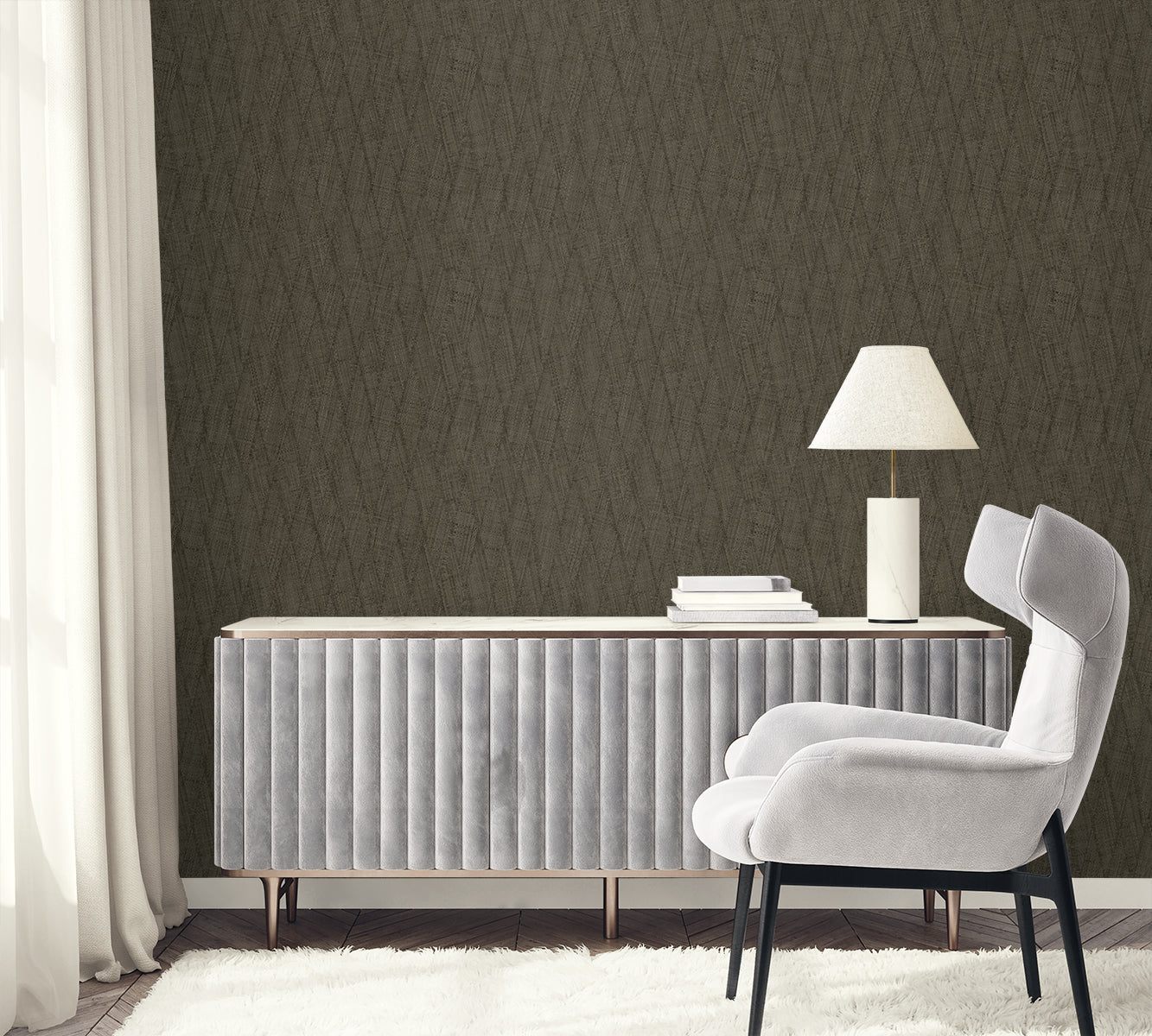Sun Woven wallpaper in clove color - pattern number RA41217 - by Seabrook in the Raffia collection