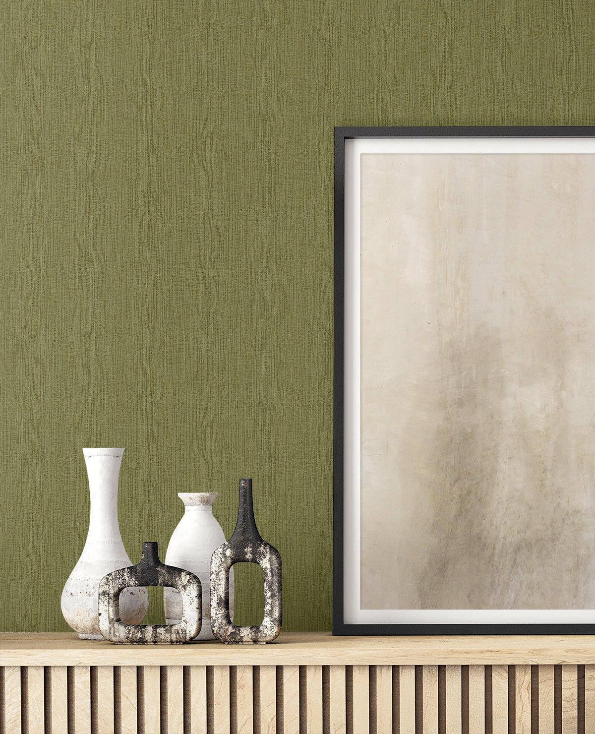 Natural Tether wallpaper in moss color - pattern number RA41516 - by Seabrook in the Raffia collection