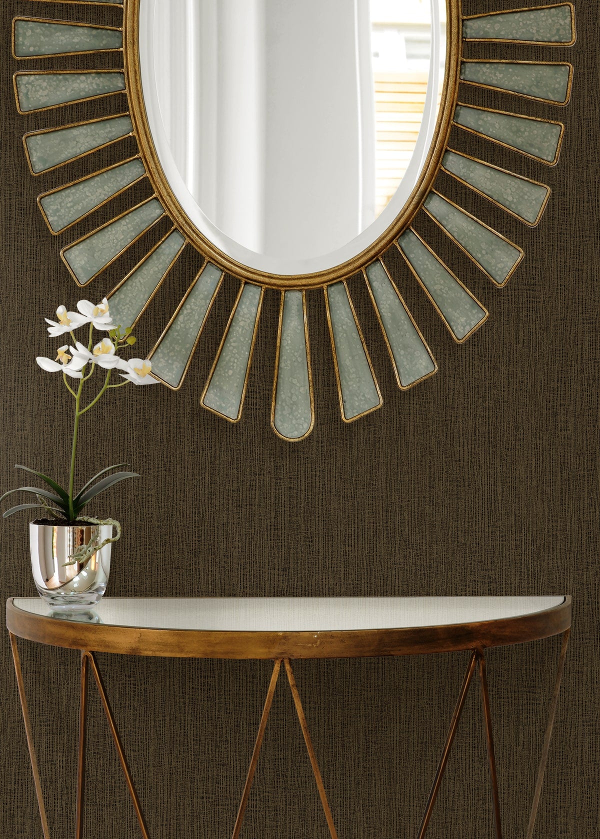 Natural Tether wallpaper in coffee color - pattern number RA41524 - by Seabrook in the Raffia collection
