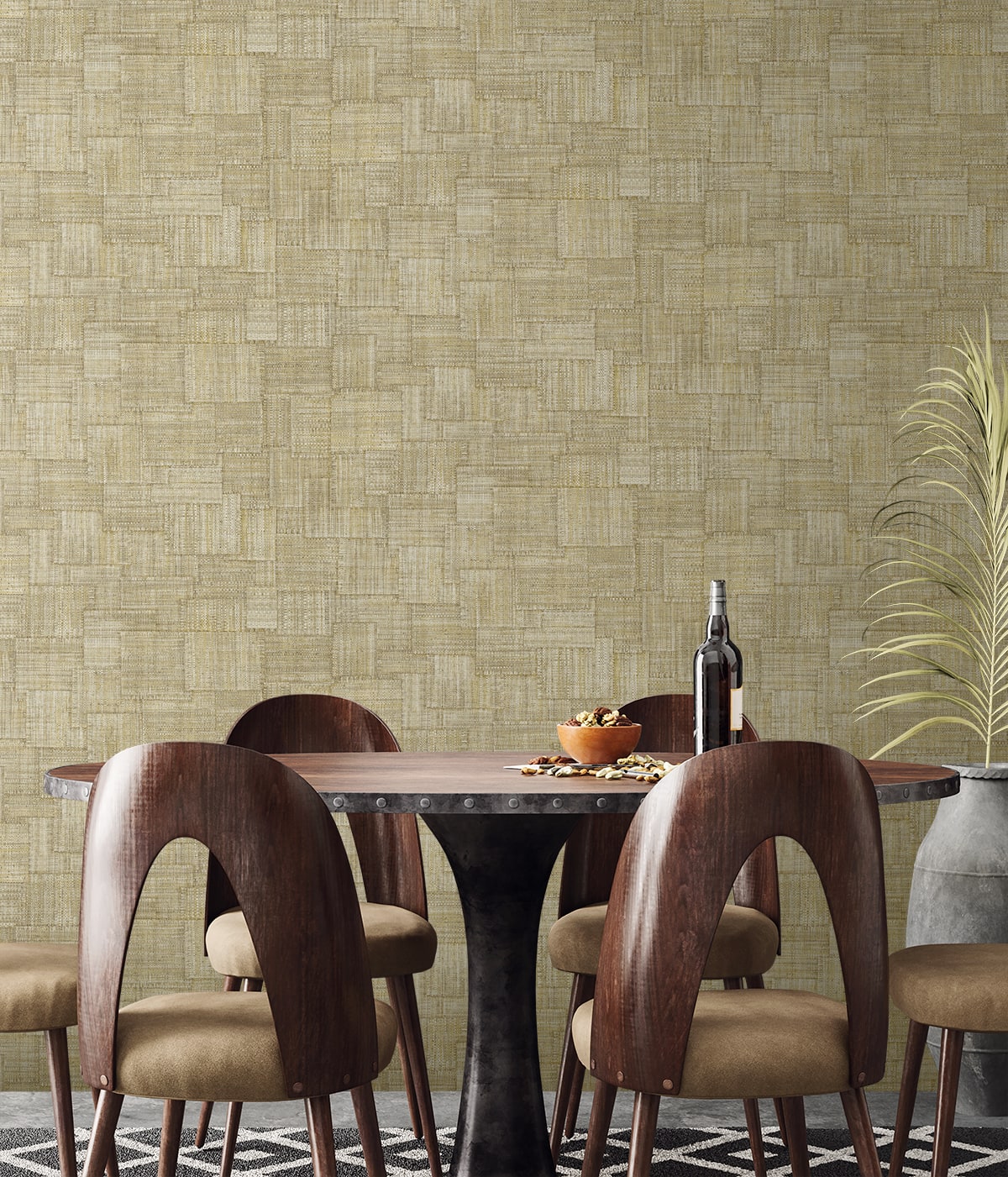 Woven Blocks wallpaper in beige color - pattern number RA41704 - by Seabrook in the Raffia collection