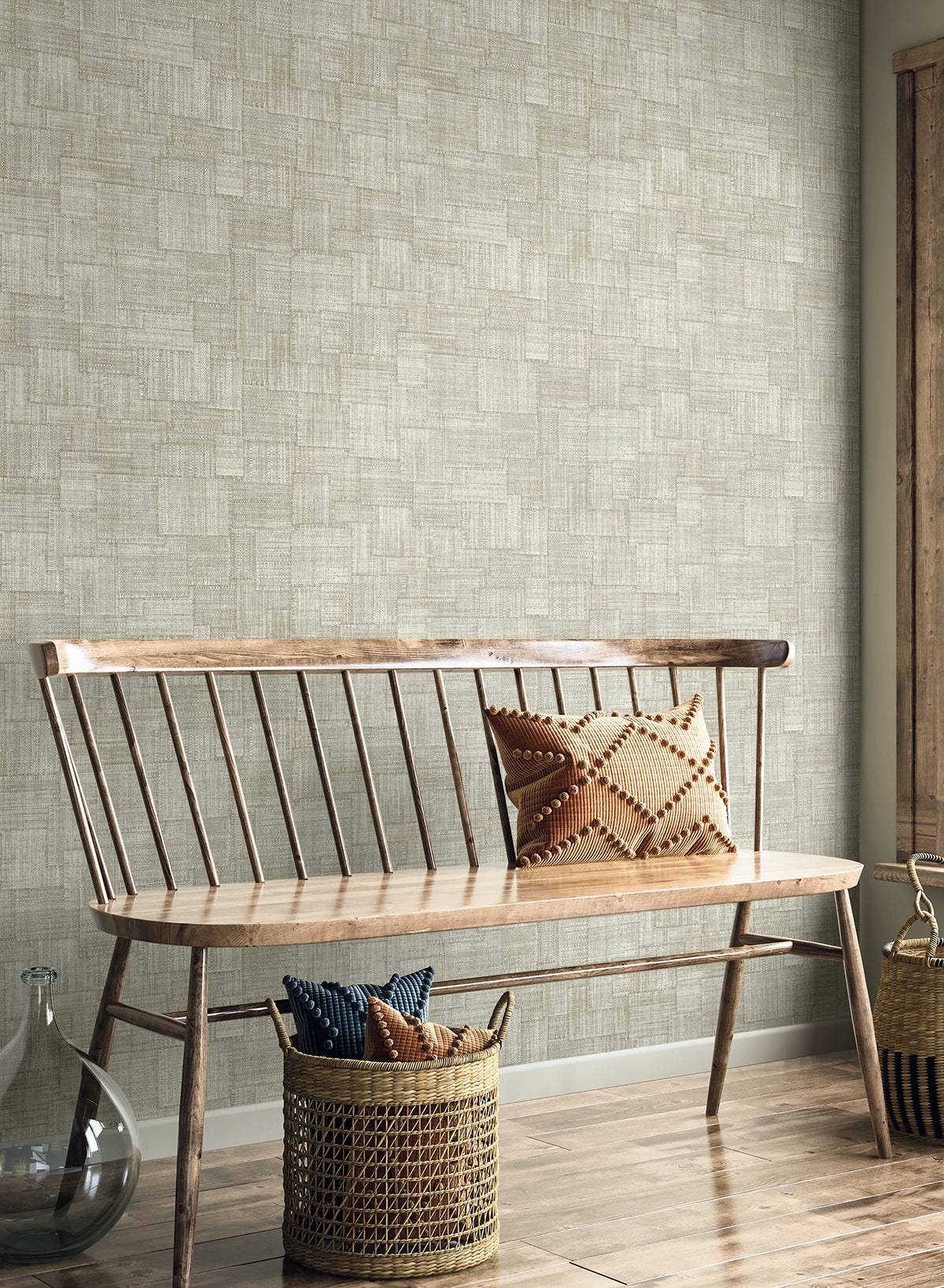 Woven Blocks wallpaper in smoke color - pattern number RA41708 - by Seabrook in the Raffia collection
