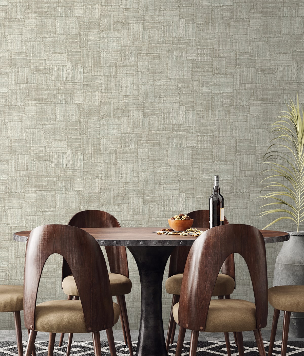 Woven Blocks wallpaper in smoke color - pattern number RA41708 - by Seabrook in the Raffia collection