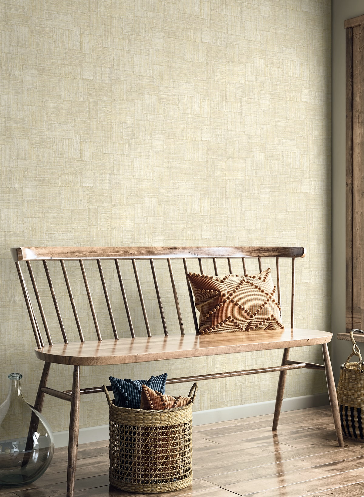 Woven Blocks wallpaper in macadamia color - pattern number RA41709 - by Seabrook in the Raffia collection