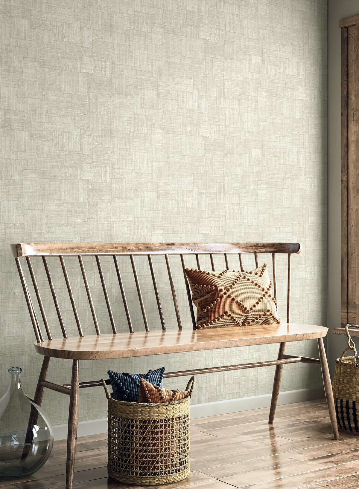 Woven Blocks wallpaper in oyster color - pattern number RA41710 - by Seabrook in the Raffia collection