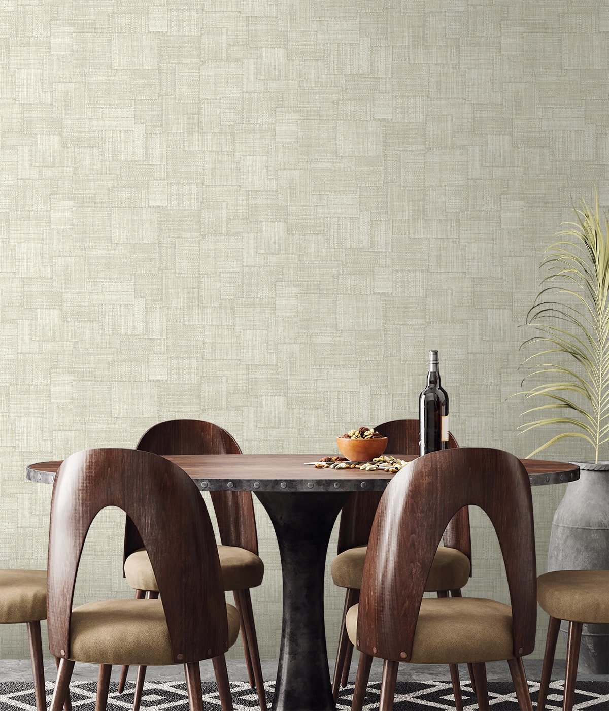 Woven Blocks wallpaper in oyster color - pattern number RA41710 - by Seabrook in the Raffia collection