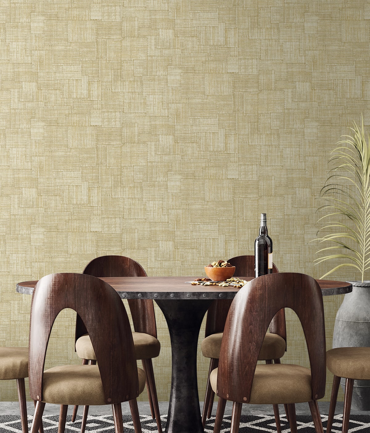 Woven Blocks wallpaper in parchment color - pattern number RA41714 - by Seabrook in the Raffia collection