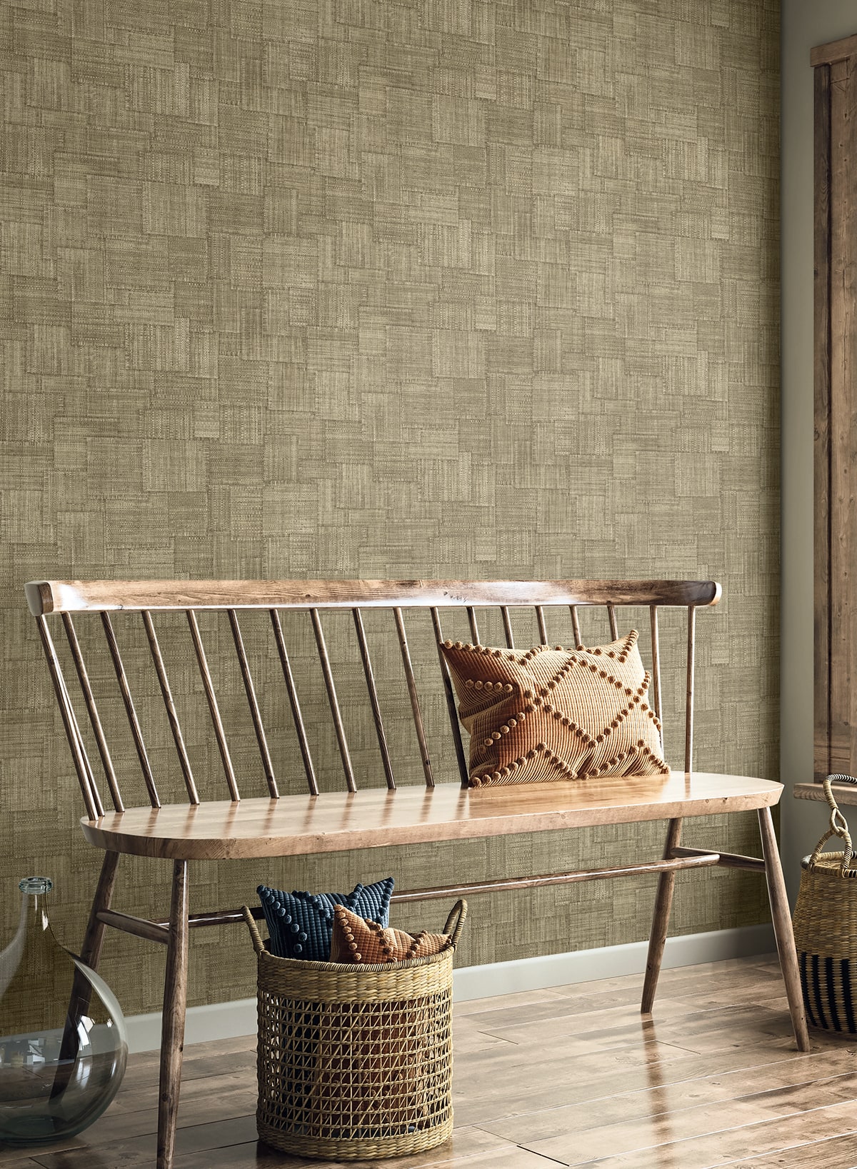Woven Blocks wallpaper in woodbridge color - pattern number RA41715 - by Seabrook in the Raffia collection