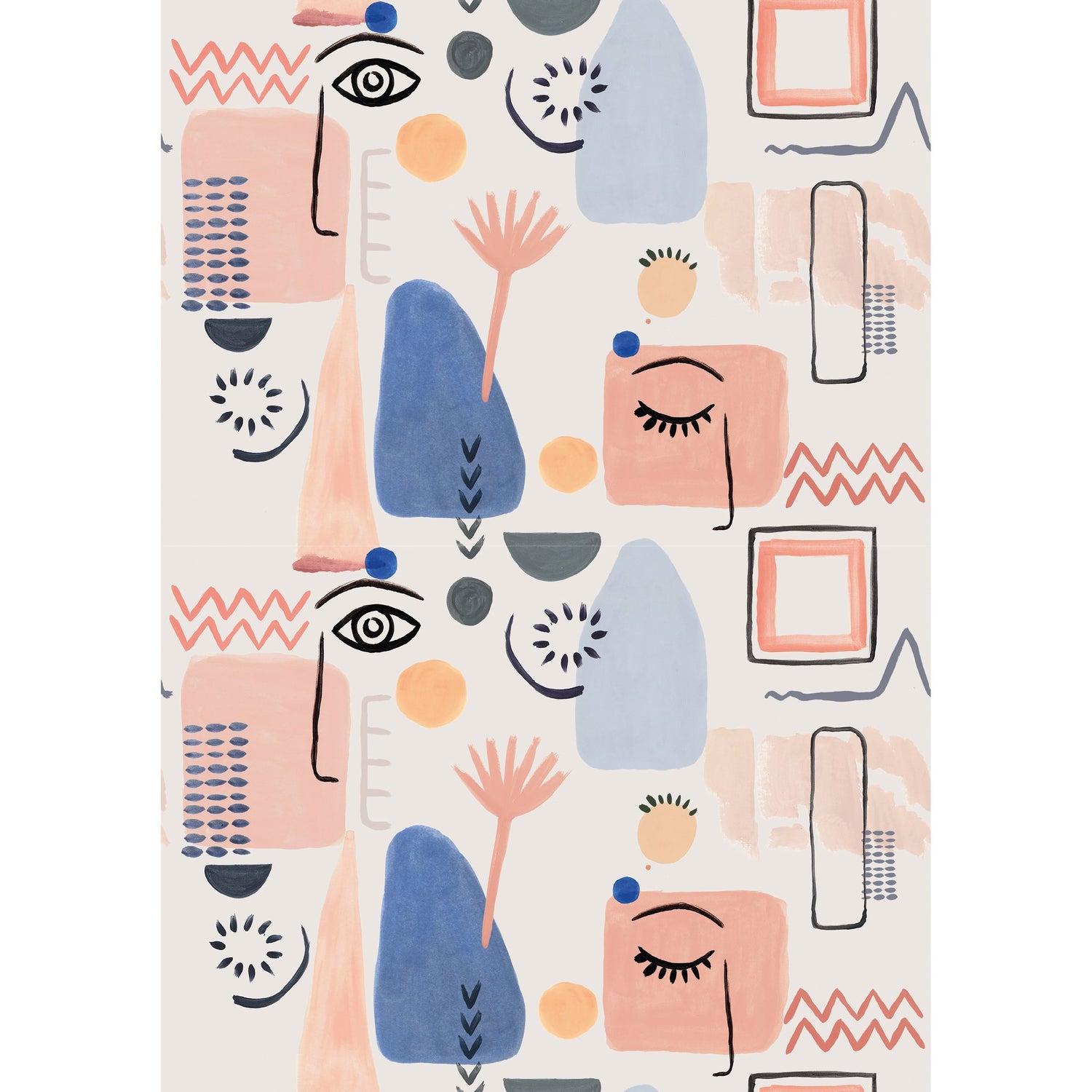 Abstract 4 Panel Mural in multi-colored color - pattern number RB249 - by Grandeco in the Day Dreamers collection
