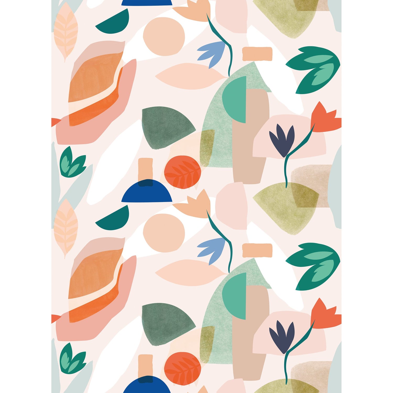 Pieces 4 Panel Mural in multi-colored color - pattern number RB254 - by Grandeco in the Day Dreamers collection