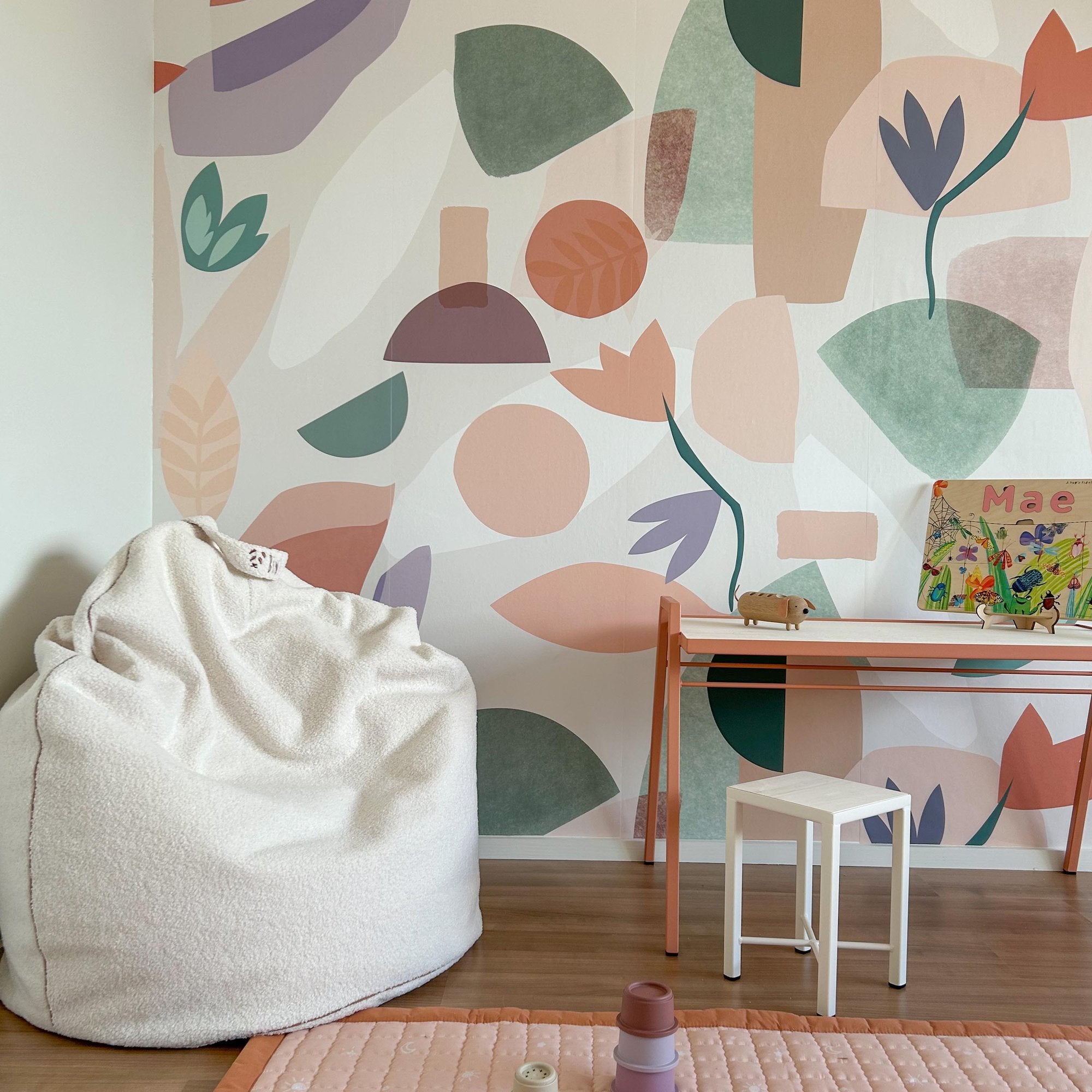 Pieces 4 Panel Mural in multi-colored color - pattern number RB255 - by Grandeco in the Day Dreamers collection