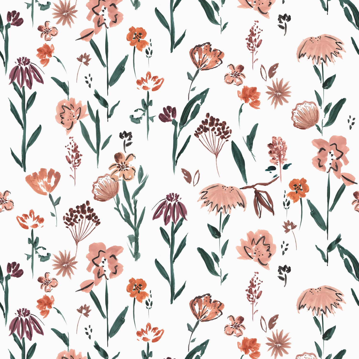 Ray of Flower 4 Panel Mural in pink color - pattern number RB266 - by Grandeco in the Day Dreamers collection