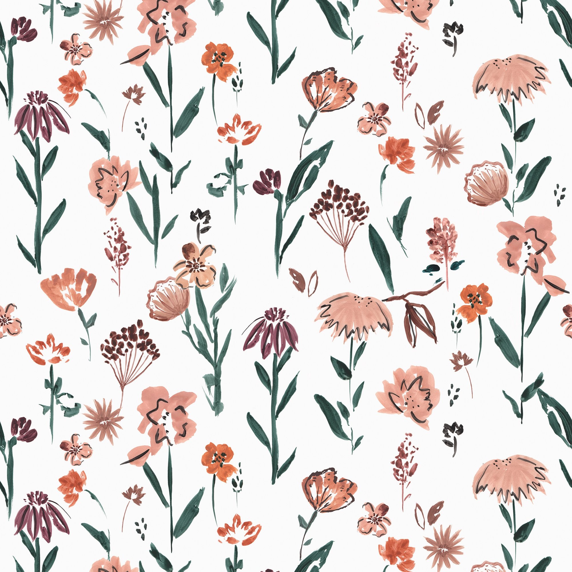 Ray of Flower 4 Panel Mural in pink color - pattern number RB266 - by Grandeco in the Day Dreamers collection