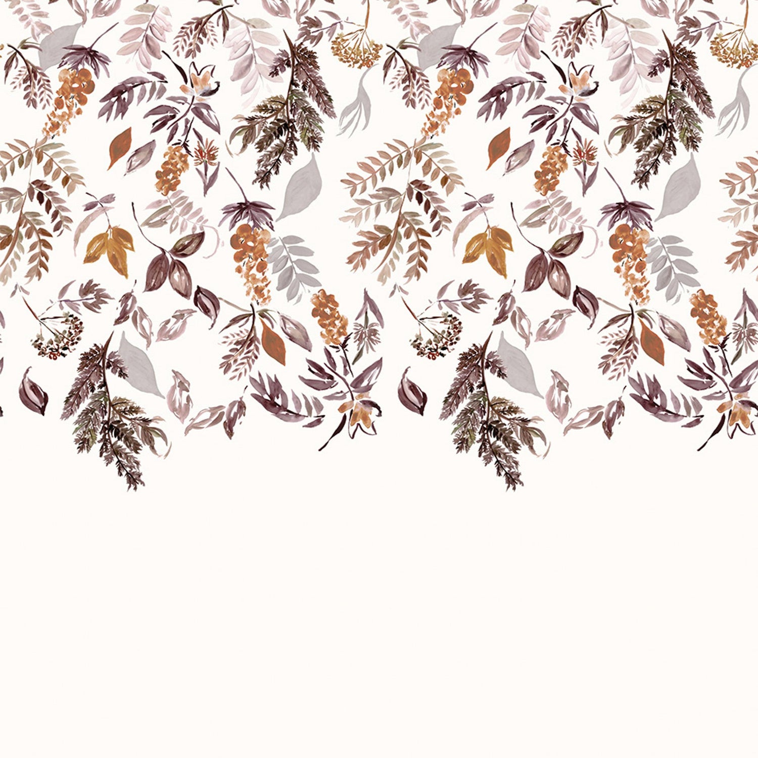 Floral 4 Panel Mural in brown color - pattern number RB278 - by Grandeco in the Day Dreamers collection