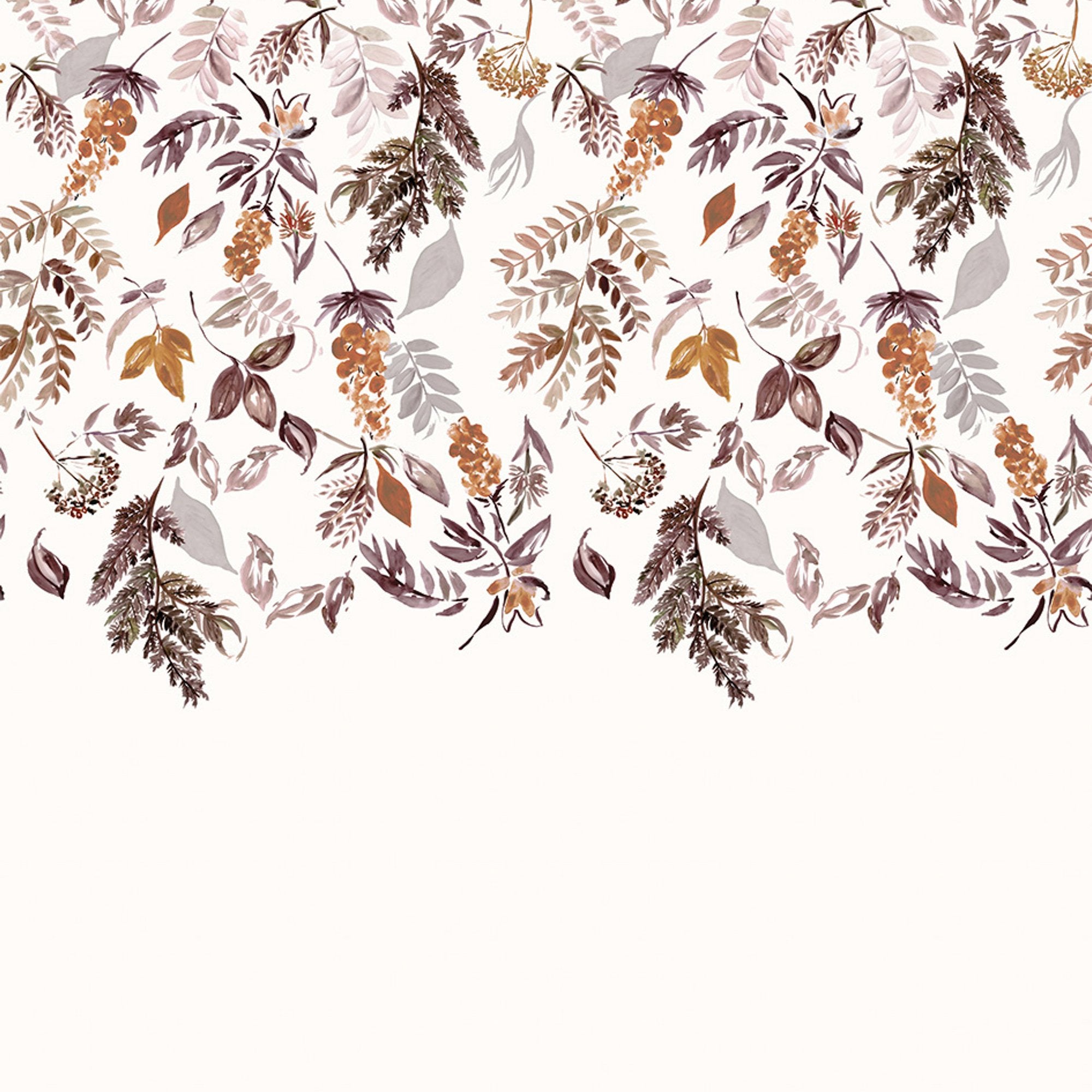 Floral 4 Panel Mural in brown color - pattern number RB278 - by Grandeco in the Day Dreamers collection