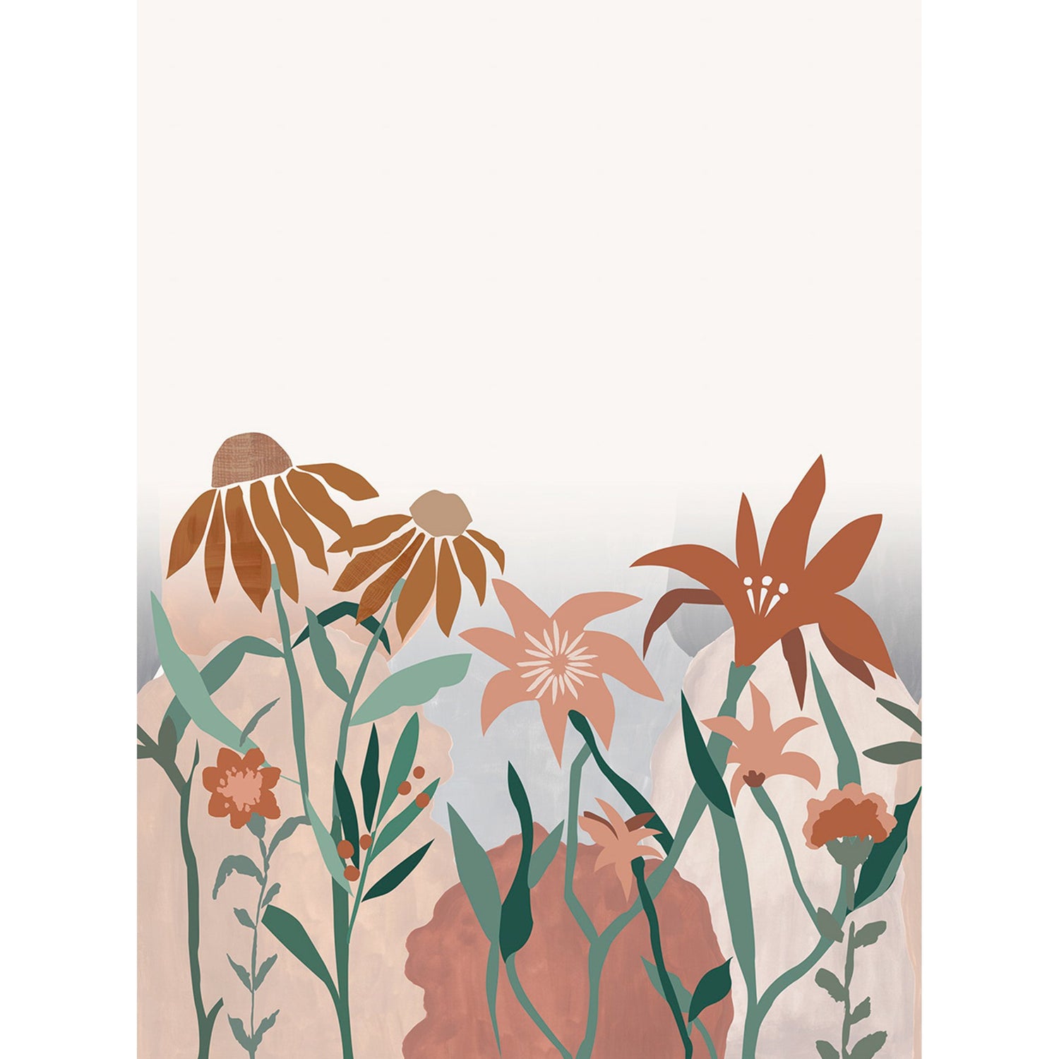 Flowers 4 Panel Mural in multi-colored color - pattern number RB303 - by Grandeco in the Day Dreamers collection