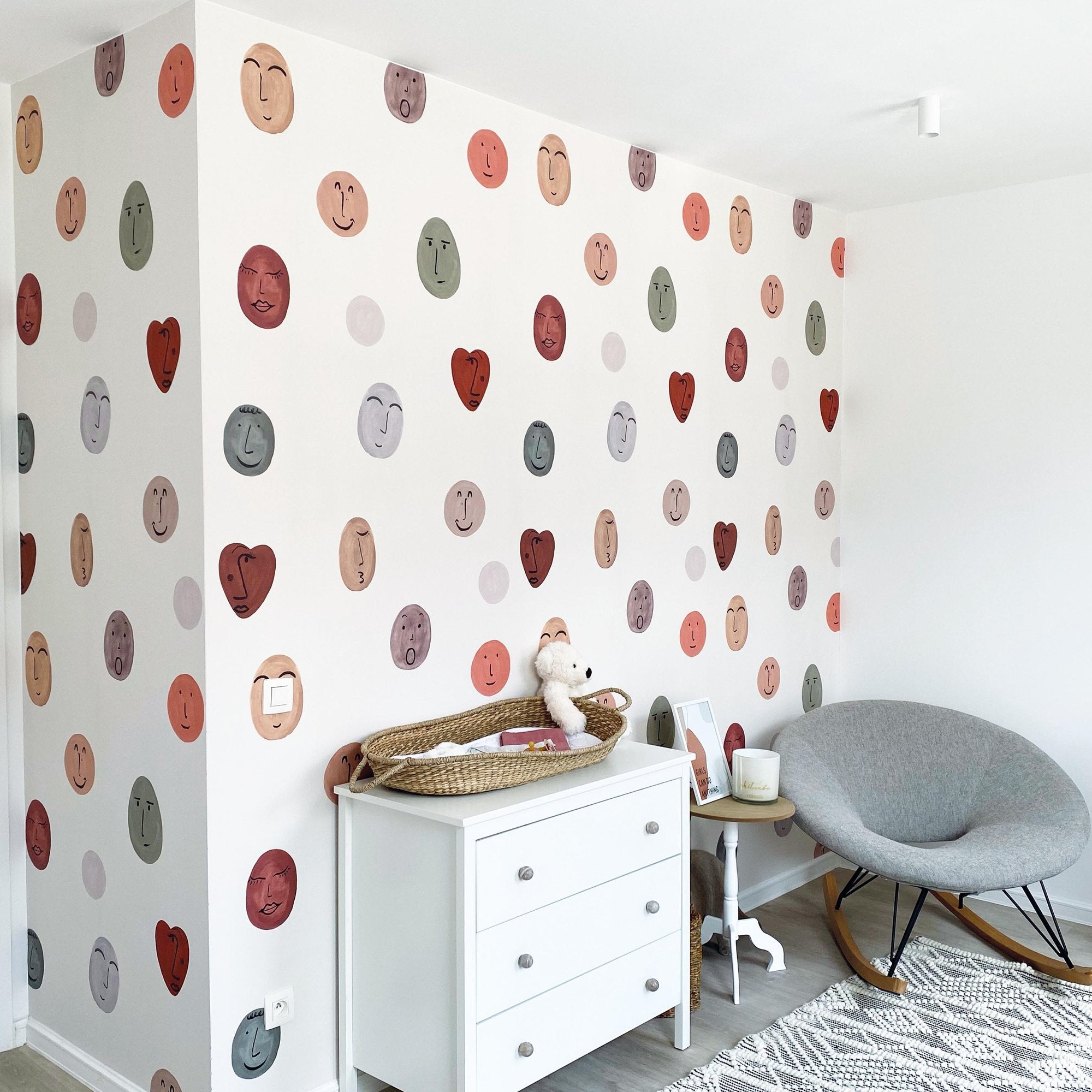 Smileys 4 Panel Mural in multi-colored color - pattern number RB307 - by Grandeco in the Day Dreamers collection