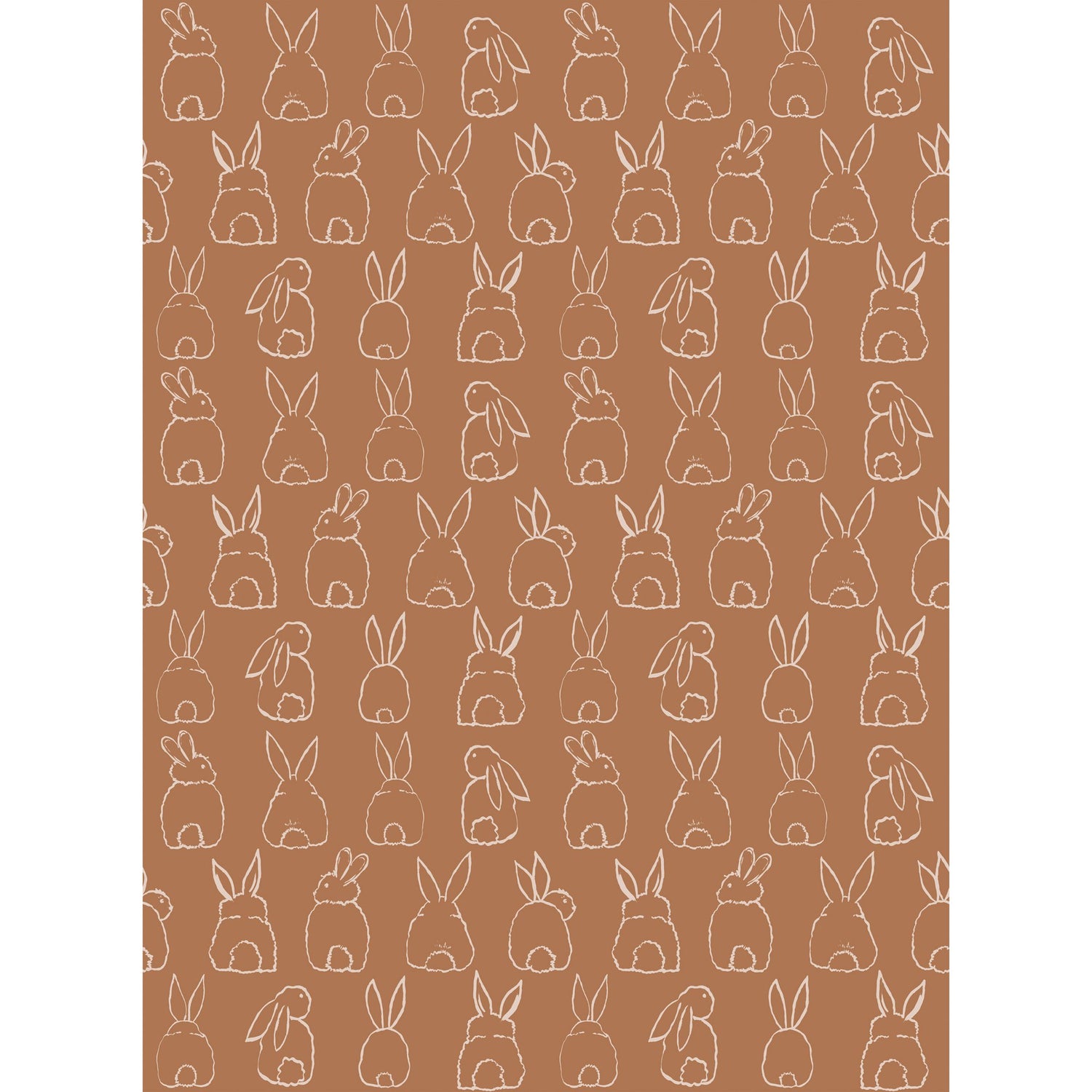 Bunnies 4 Panel Mural in brown color - pattern number RB312 - by Grandeco in the Day Dreamers collection
