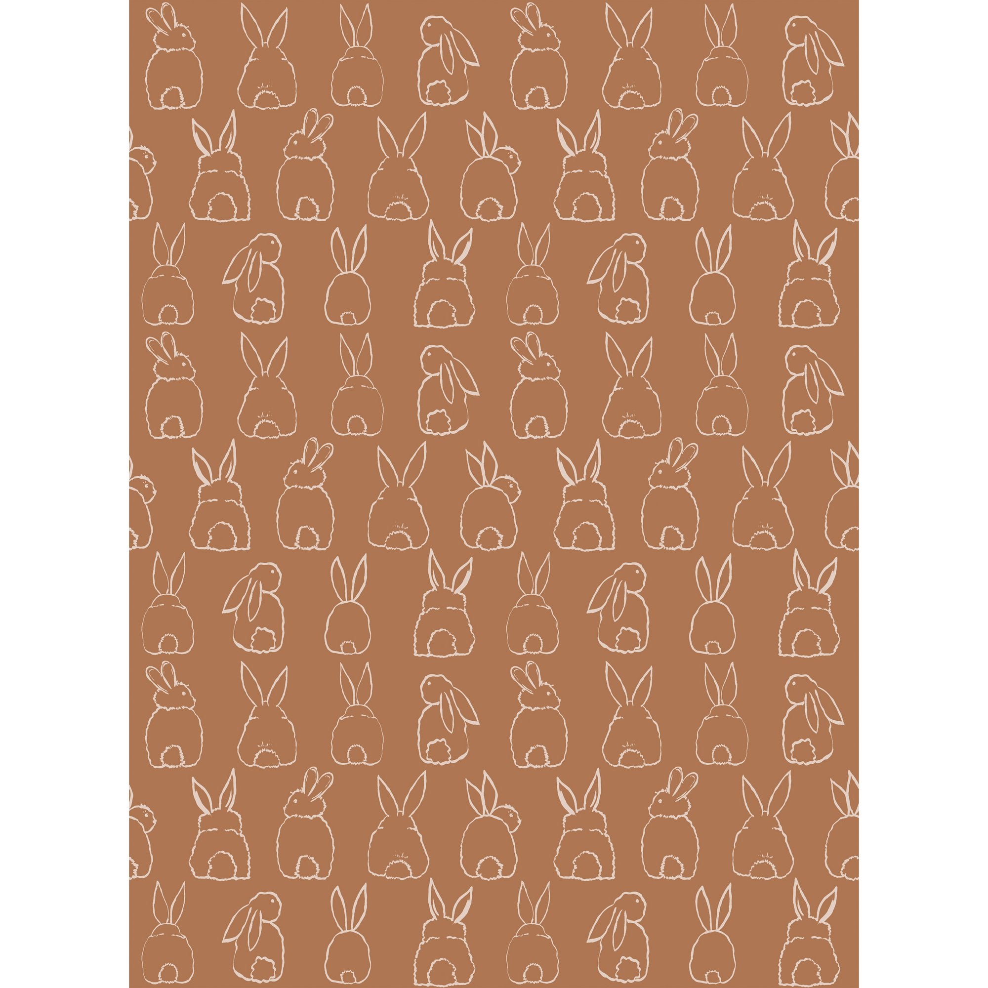 Bunnies 4 Panel Mural in brown color - pattern number RB312 - by Grandeco in the Day Dreamers collection