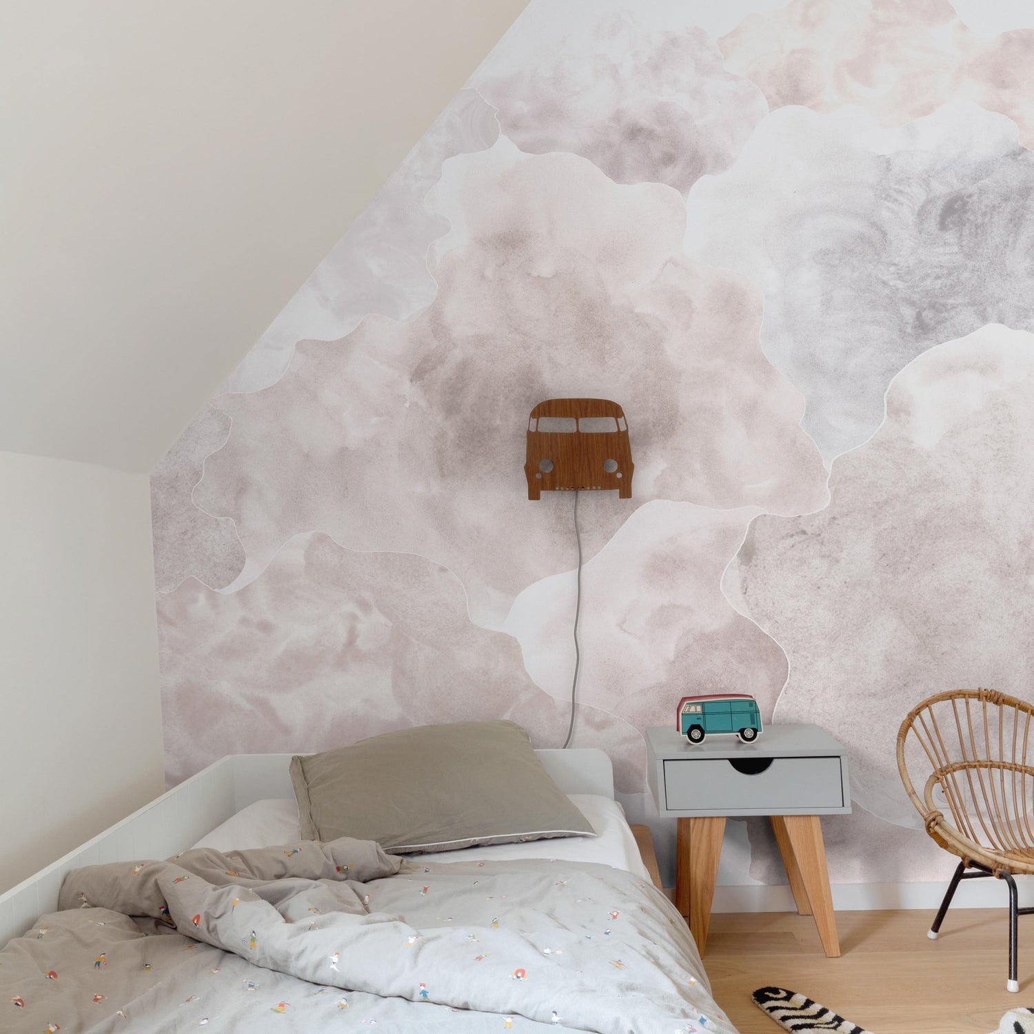 Heaven 4 Panel Mural in pink color - pattern number RB315 - by Grandeco in the Day Dreamers collection