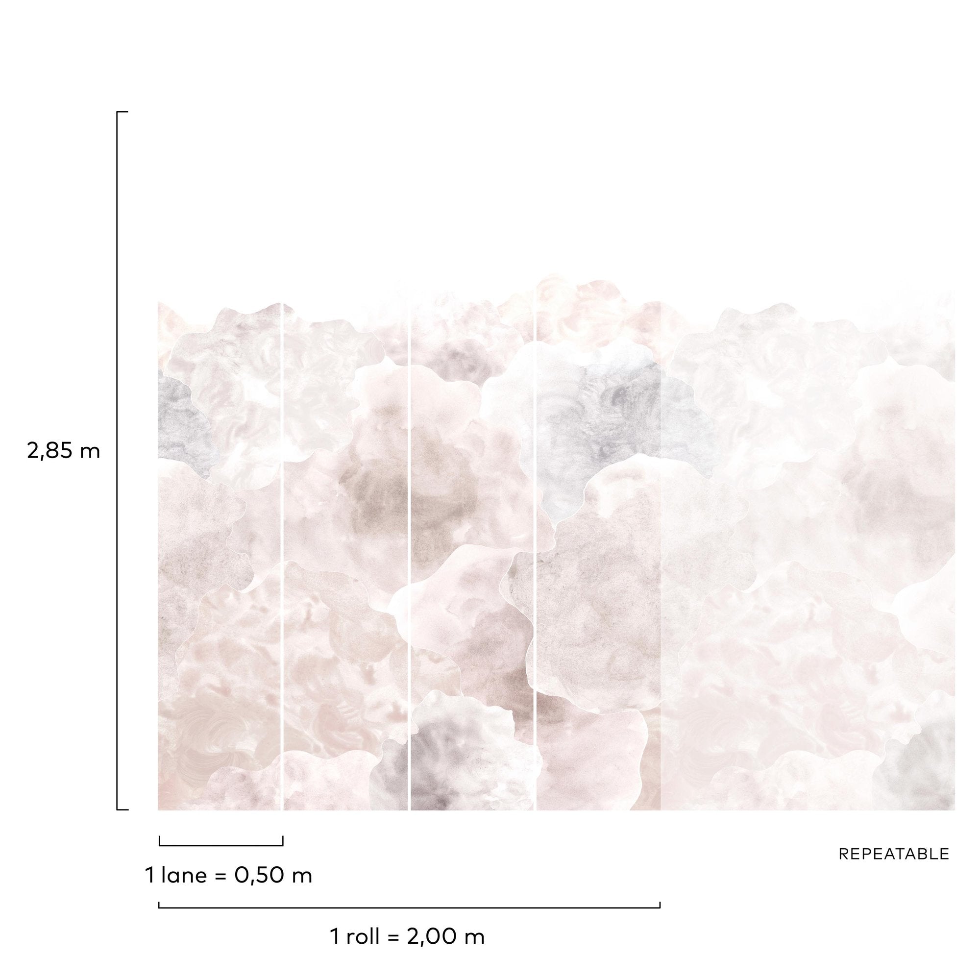 Heaven 4 Panel Mural in pink color - pattern number RB315 - by Grandeco in the Day Dreamers collection