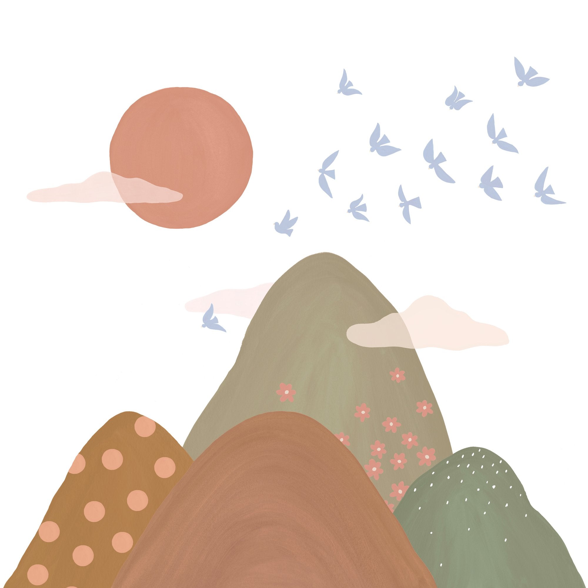 Mountain Tops 6 Panel Mural in multi-colored color - pattern number RB353 - by Grandeco in the Day Dreamers collection