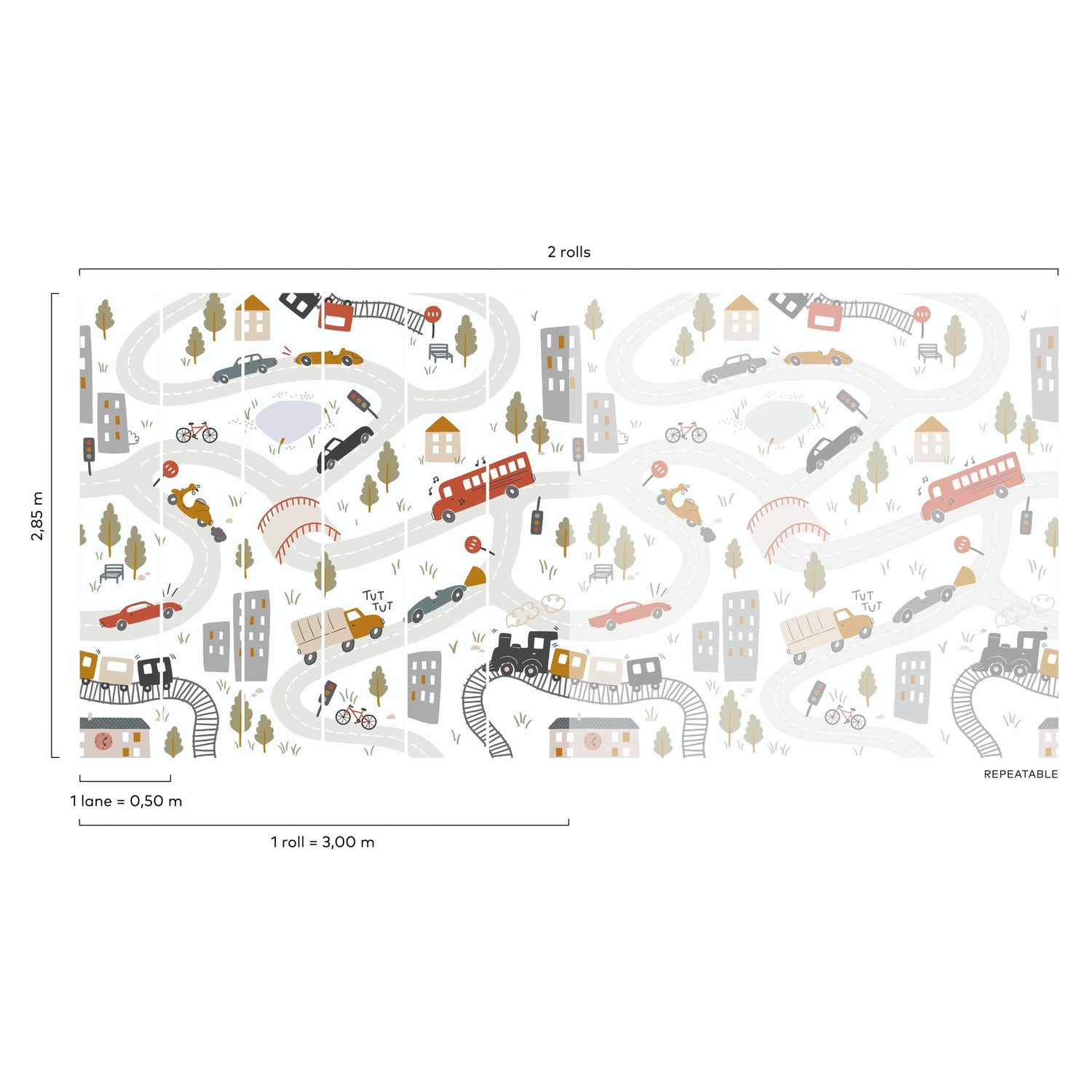 Kids 6 Panel Mural in multi-colored color - pattern number RB383 - by Grandeco in the Day Dreamers collection