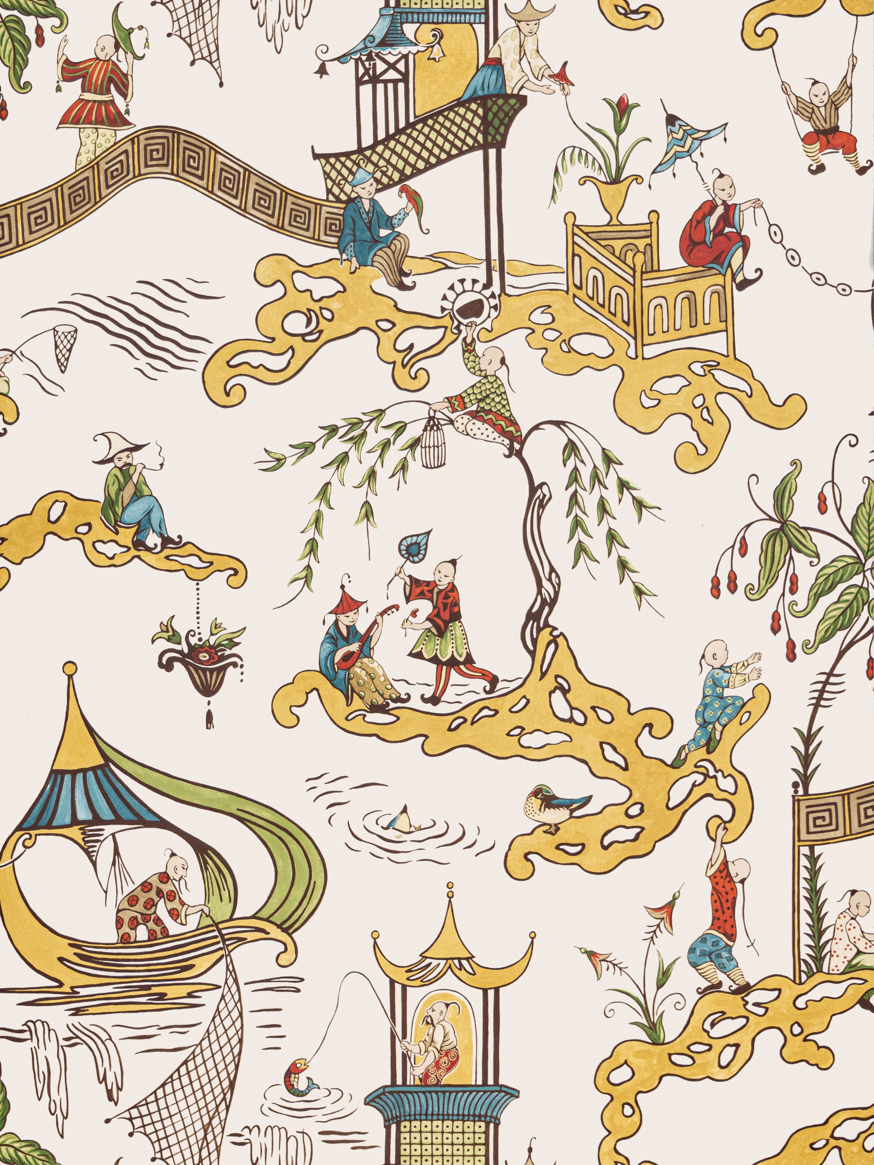 Ping Wallpaper in Cream Multi color - pattern number SC WP16254D0001 - by Scalamandre in the collection