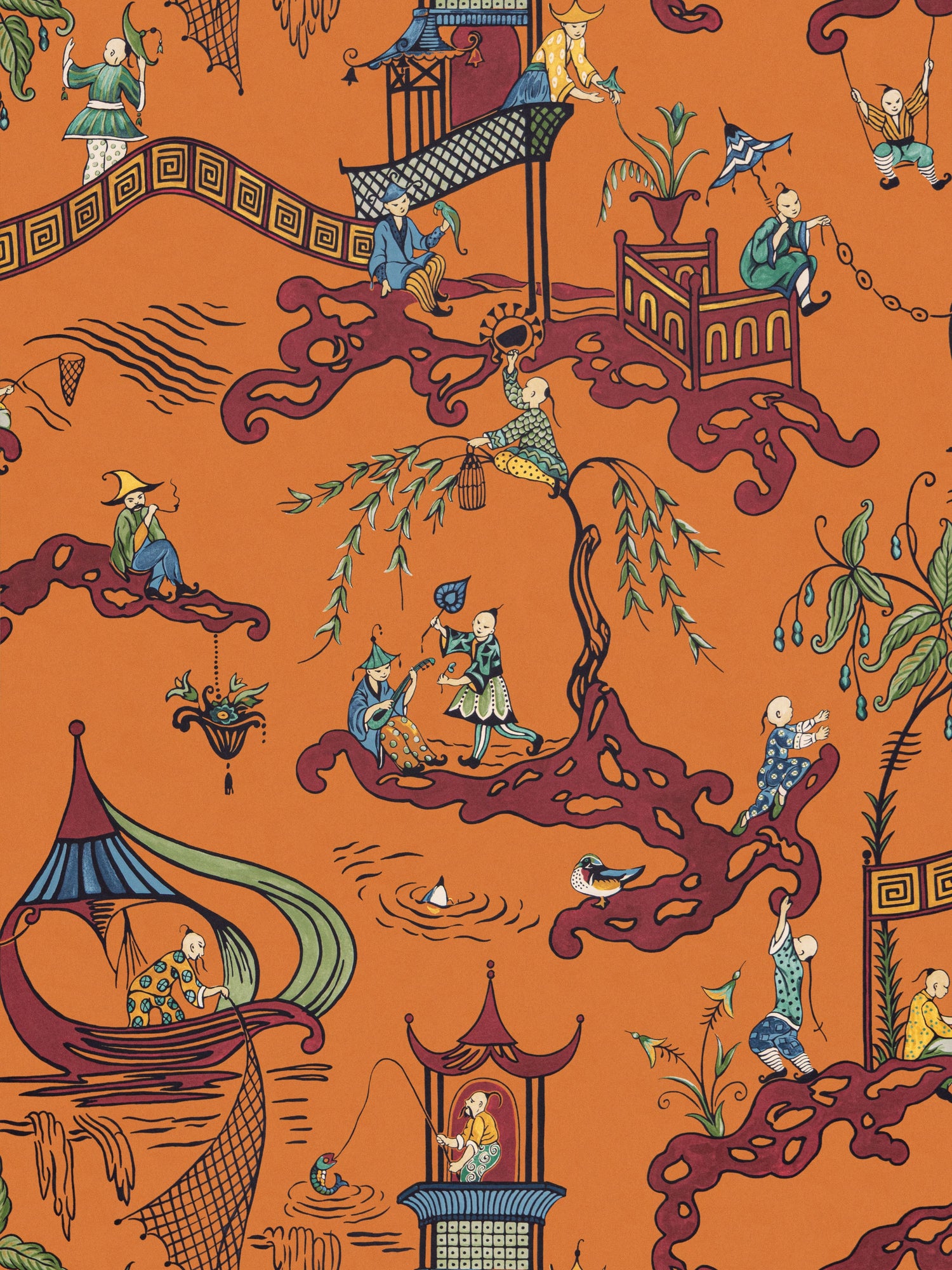 Ping Wallpaper in Pumpkin Port color - pattern number SC WP16254D0003 - by Scalamandre in the collection