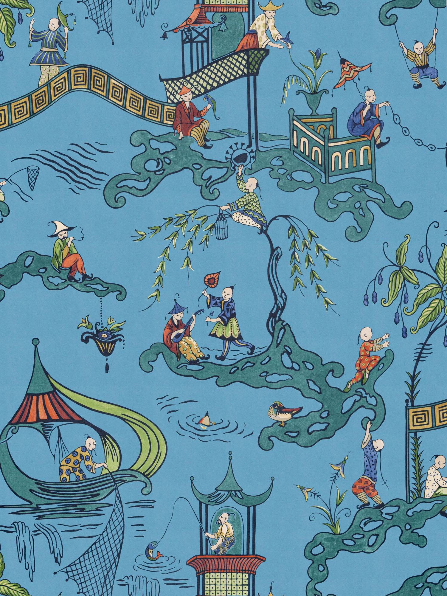 Ping Wallpaper in Cobalt Viridian color - pattern number SC WP16254D0004 - by Scalamandre in the collection