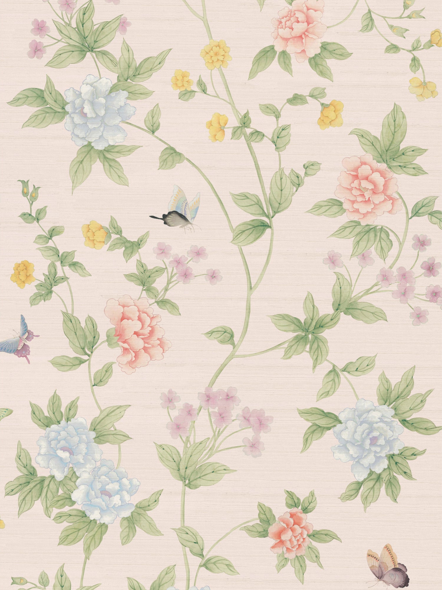 Luoyang Garden Sisal Wallpaper in Smokey Amethyst Pink color - pattern number SC WP88382D0004 - by Scalamandre in the collection