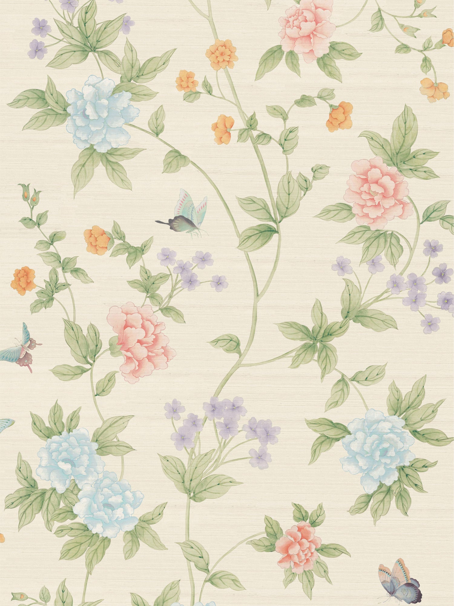 Luoyang Garden Sisal Wallpaper in Aqua Carnation color - pattern number SC WP88382D0006 - by Scalamandre in the collection