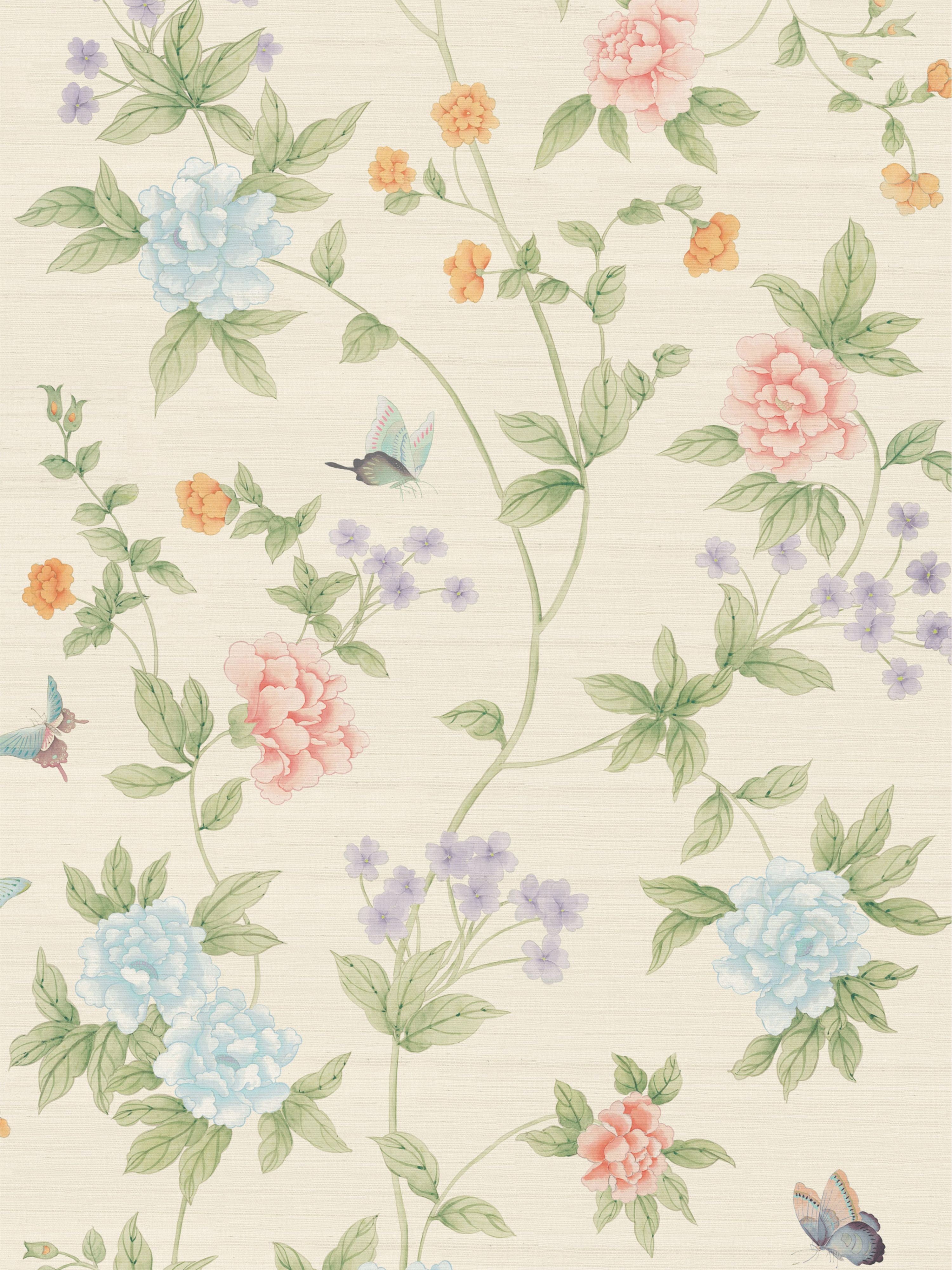Luoyang Garden Sisal Wallpaper in Aqua Carnation color - pattern number SC WP88382D0006 - by Scalamandre in the collection