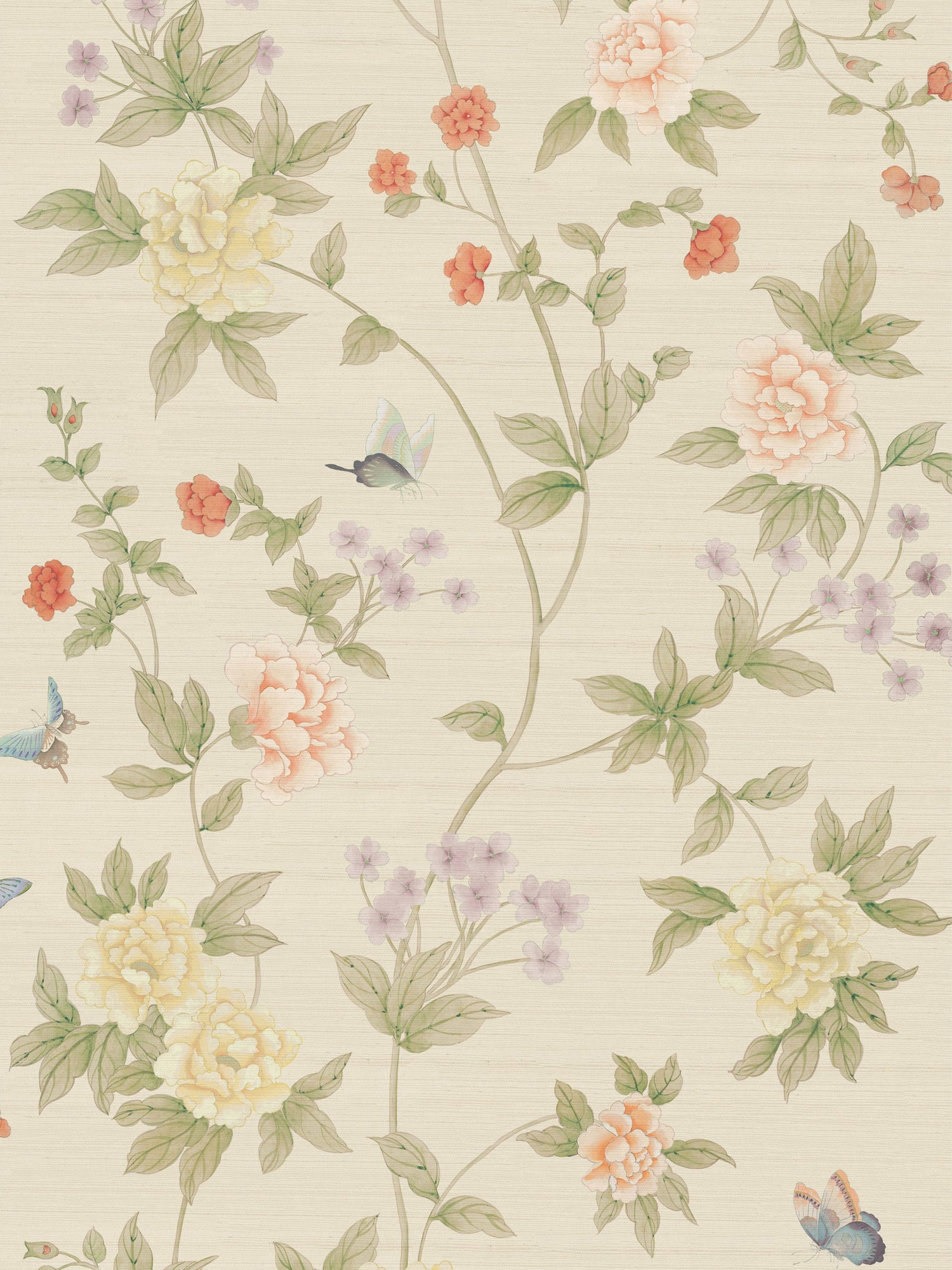 Luoyang Garden Sisal Wallpaper in Antiqued Gold Coral color - pattern number SC WP88382D0008 - by Scalamandre in the collection