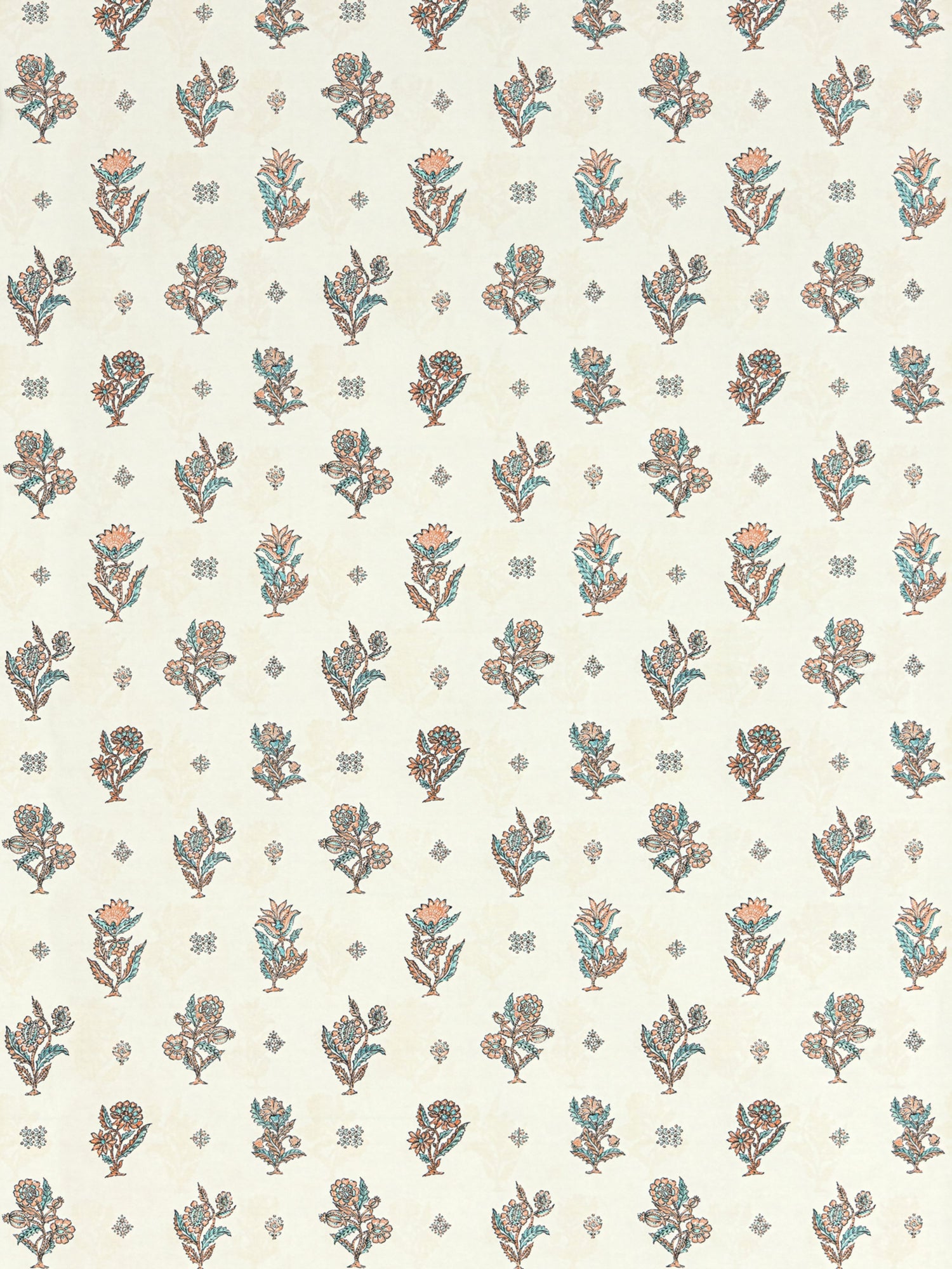 Calico wallpaper in peach aqua color - pattern number SC WP88612D0001 - by Scalamandre in the  collection